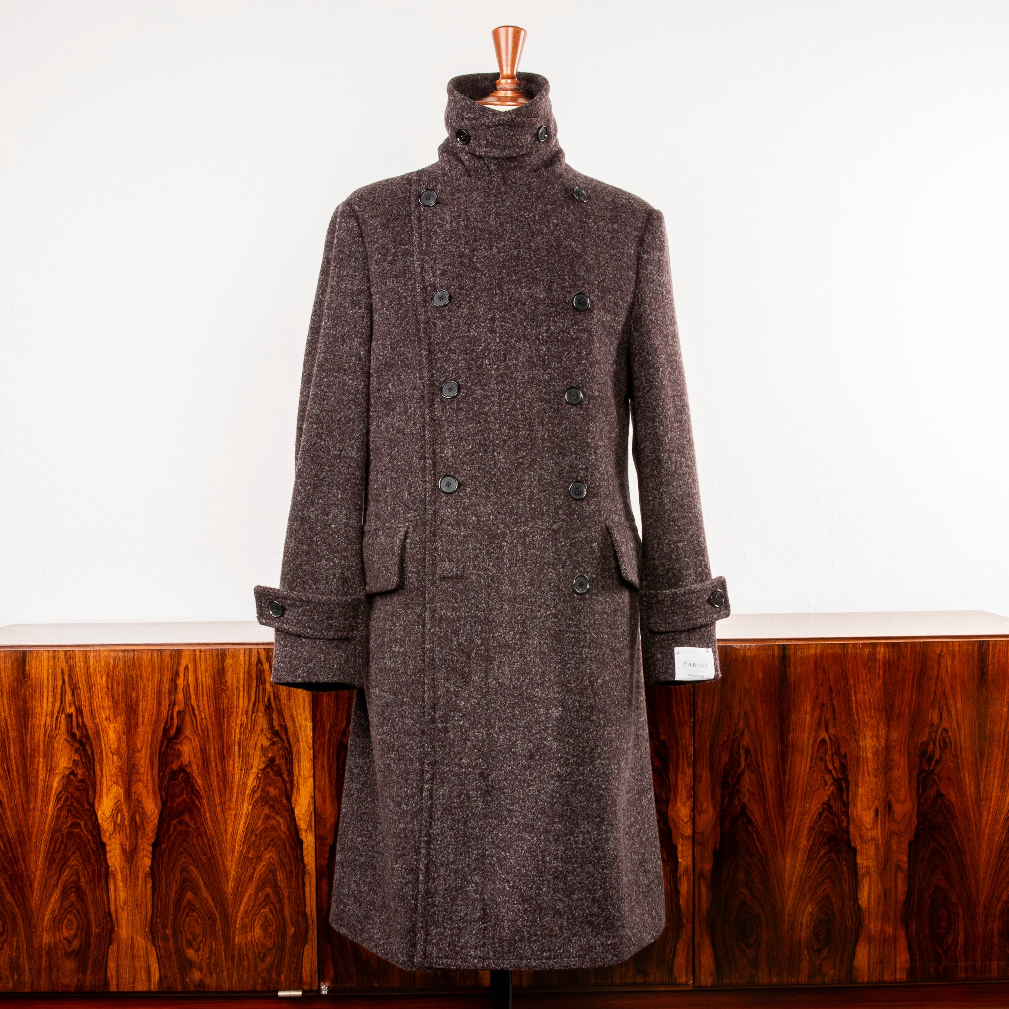 Caruso Corsaro Wool Bouclé DB Coat Burgundy