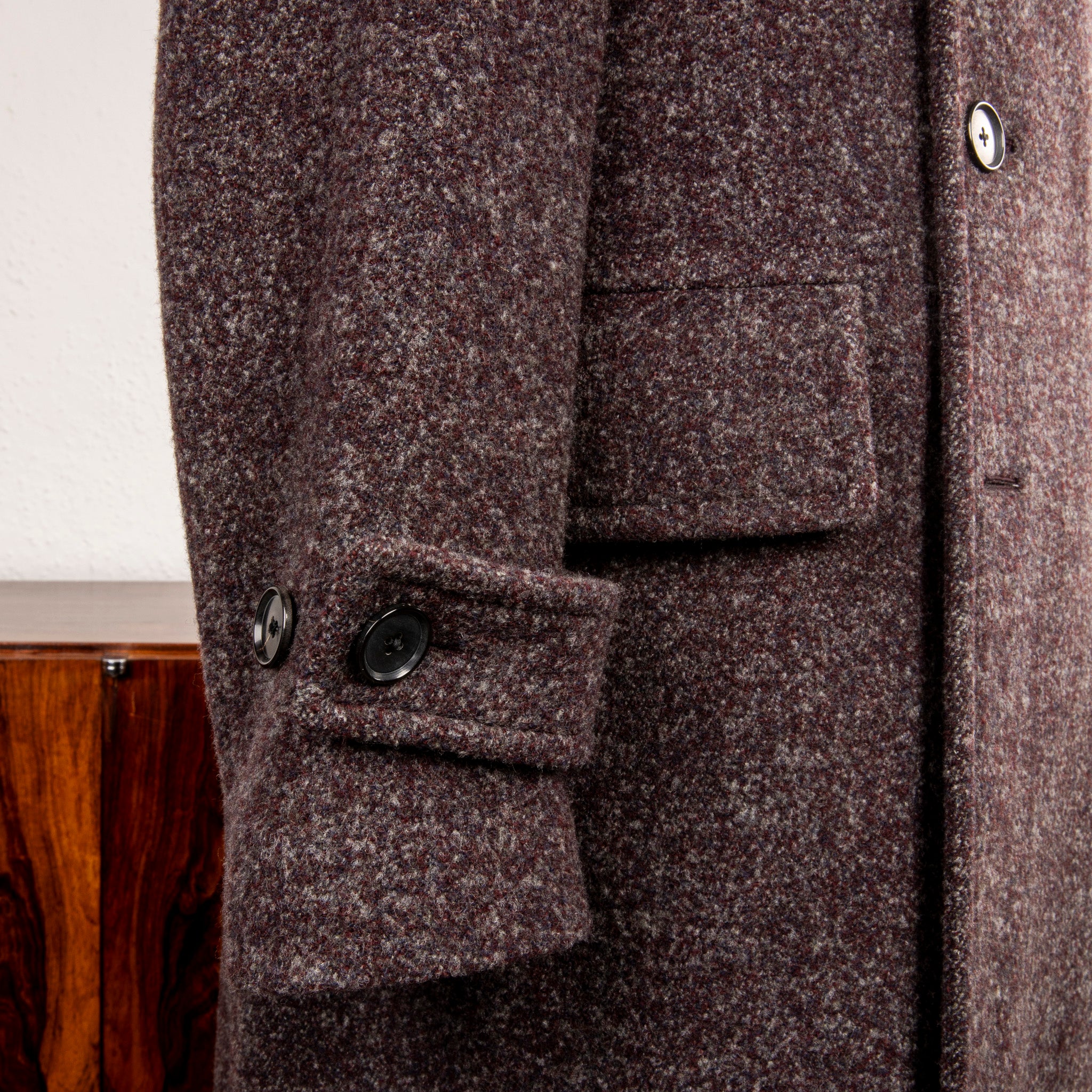 Caruso Corsaro Wool Bouclé DB Coat Burgundy