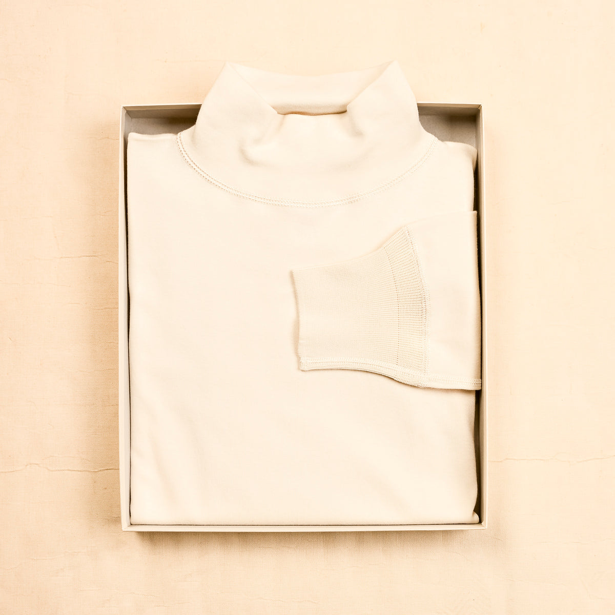 Olde Homesteader Interlock Mil Mock Neck Ivory