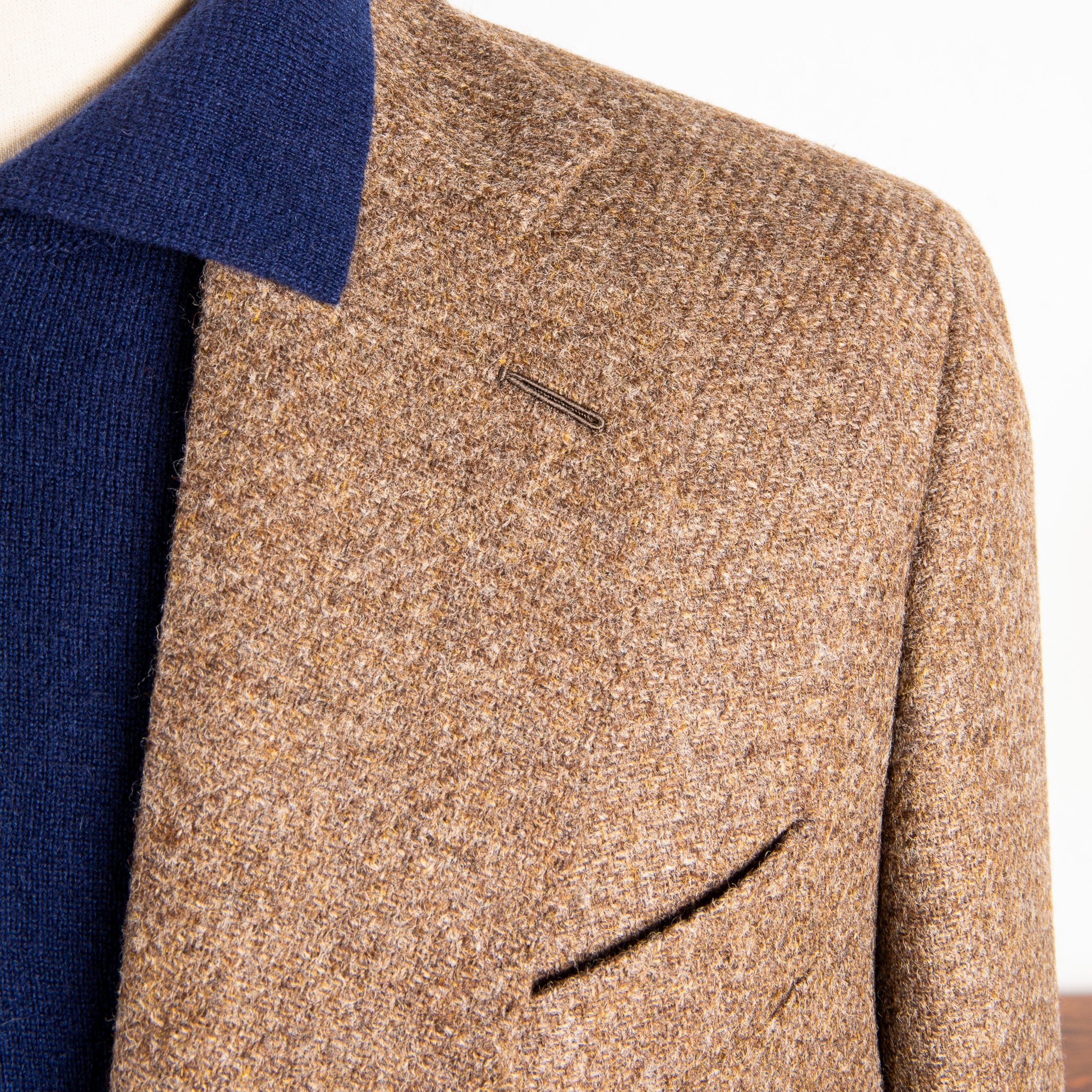 Caruso Butterfly Jacket Italian Tweed Beige Scuro