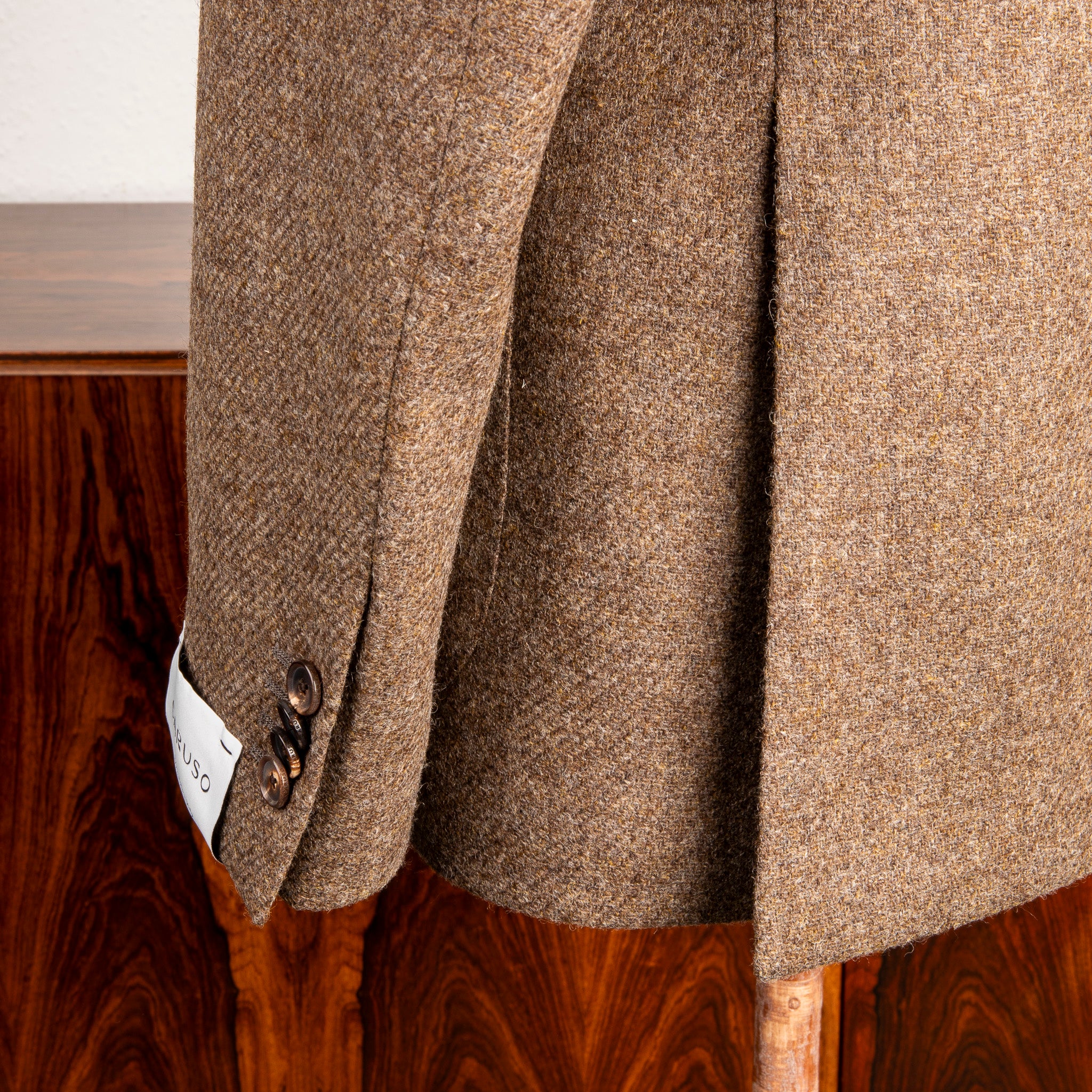 Caruso Butterfly Jacket Italian Tweed Beige Scuro