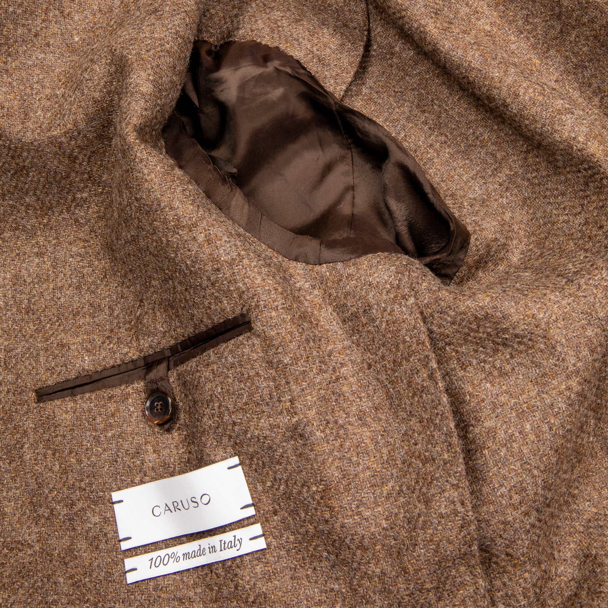 Caruso Butterfly Jacket Italian Tweed Beige Scuro