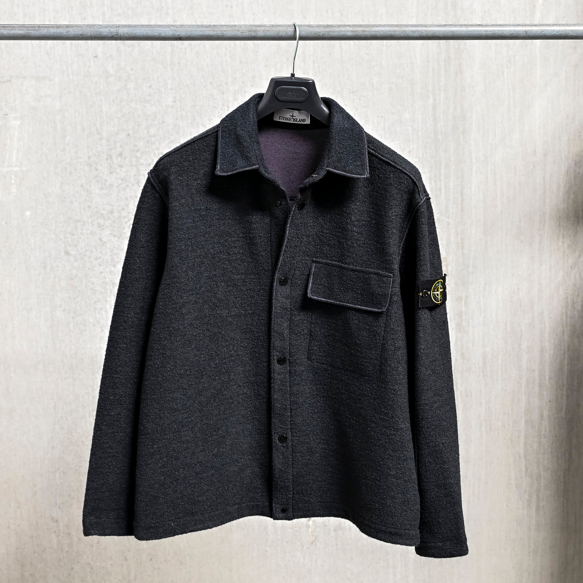 Stone Island Overshirt Boiled Wool Charcoal