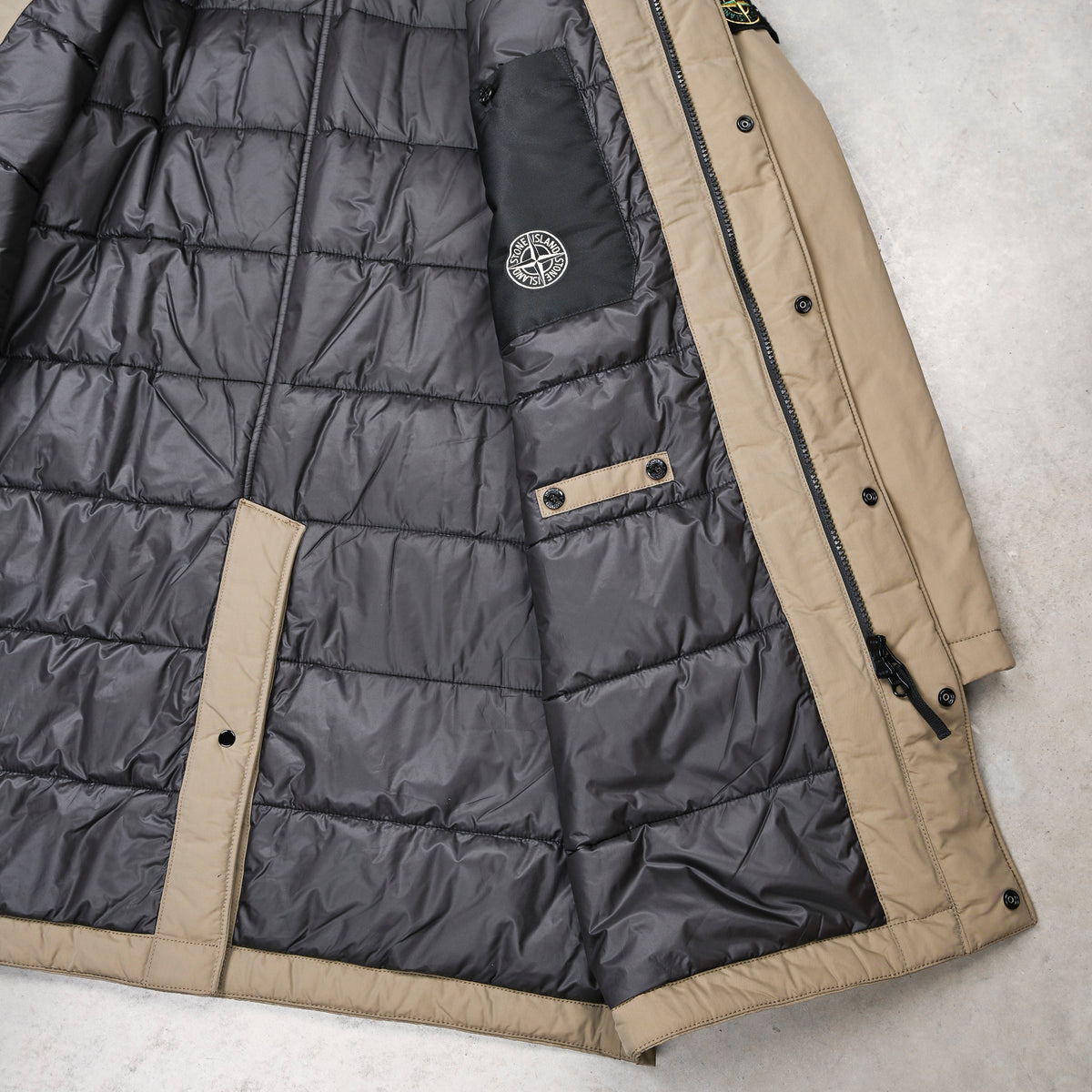 Stone Island Micro Reps Down Car Coat Military Green