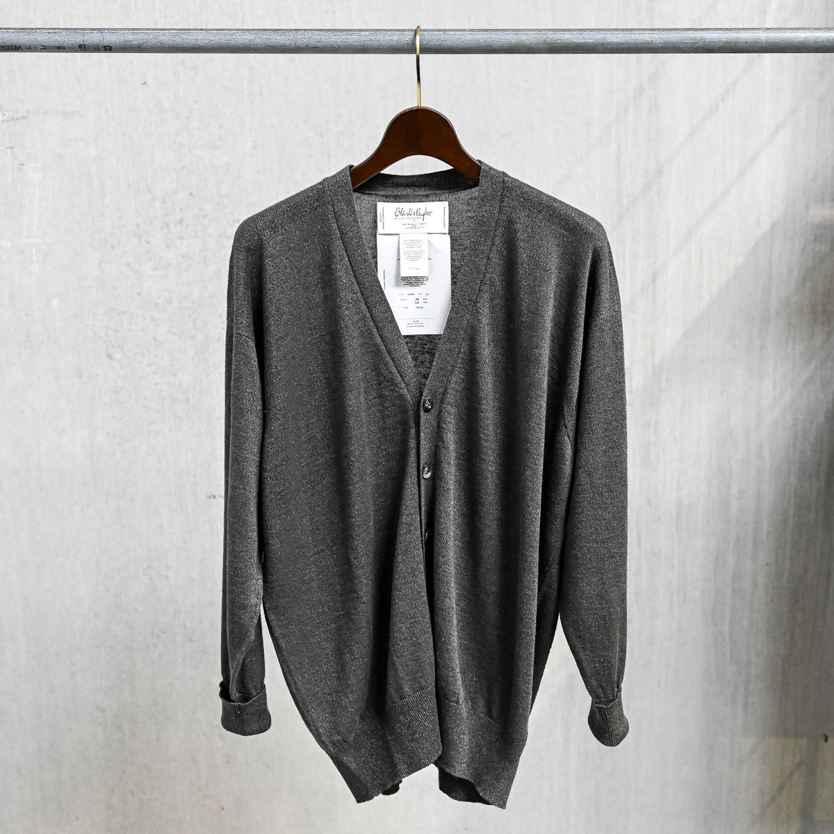 Olde H & Daughter Linen Silk Plain Stitch Cardigan Charcoal 