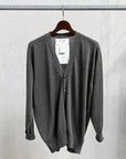 Olde H & Daughter Linen Silk Plain Stitch Cardigan Charcoal