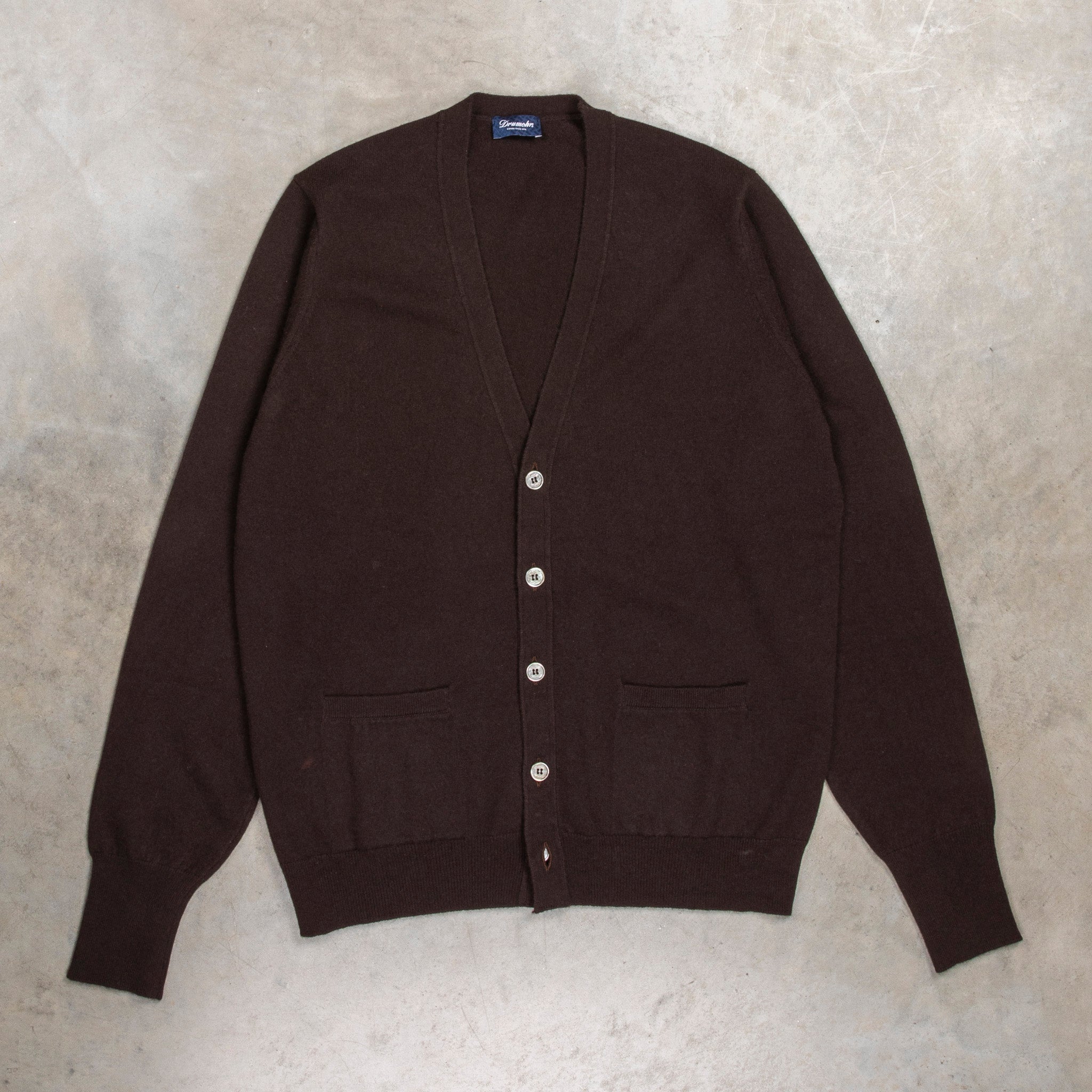Drumohr Cashmere Cardigan con Bottoni Marrone