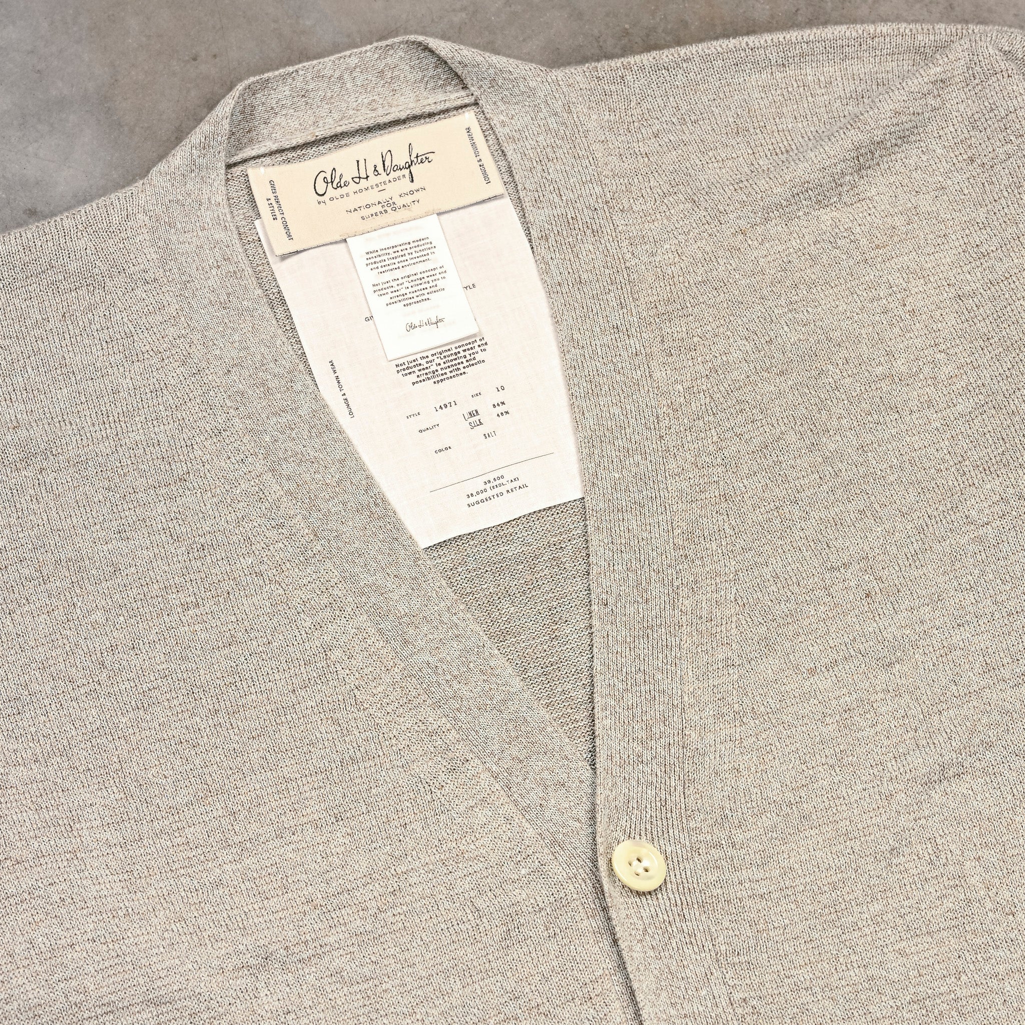 Olde H &amp; Daughter Linen Silk Plain Stitch Cardigan Salt
