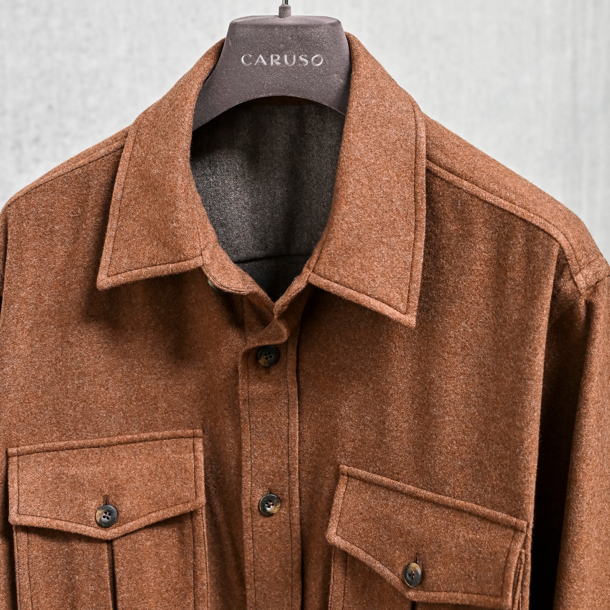 Caruso Overshirt Nuage 180's Wool Beige Scuro