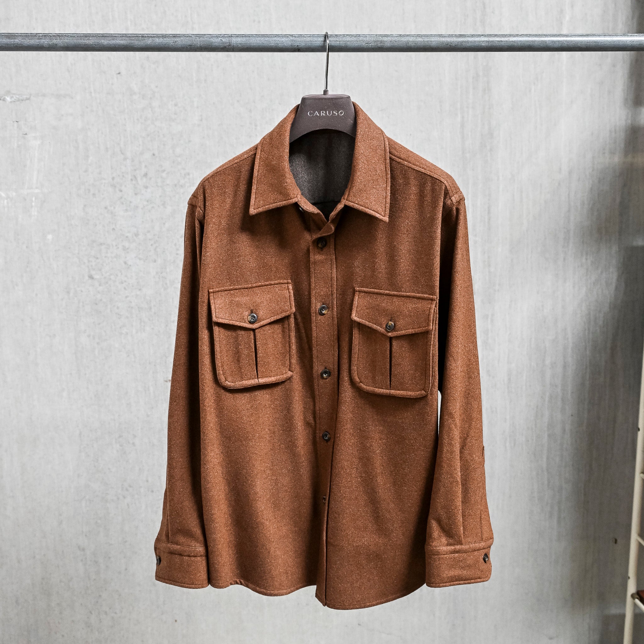 Caruso Overshirt Nuage 180's Wool Beige Scuro
