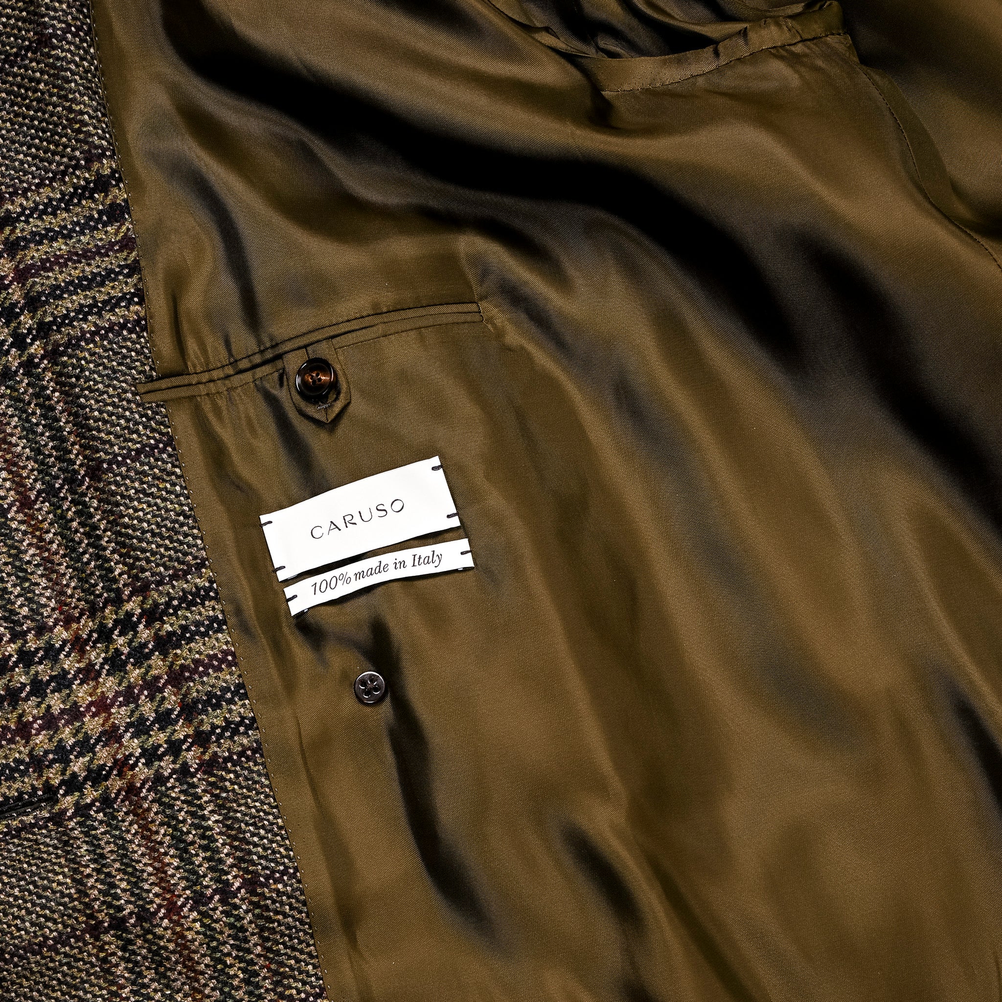 Caruso Rigoletto DB Overcoat Italian Tweed Verde Scuro