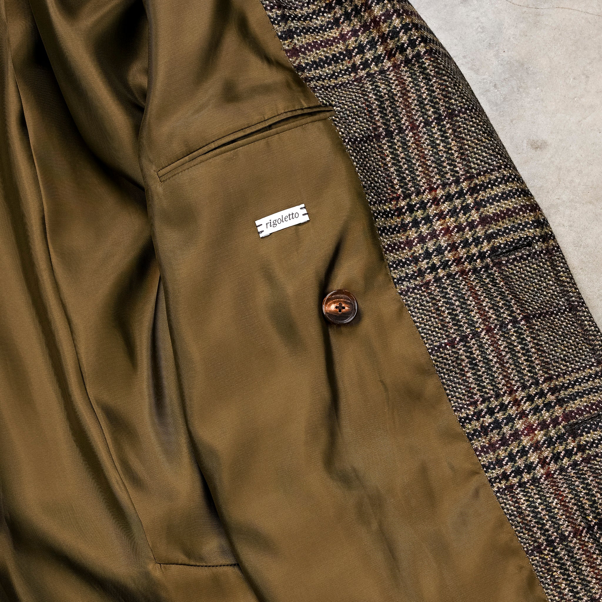 Caruso Rigoletto DB Overcoat Italian Tweed Verde Scuro