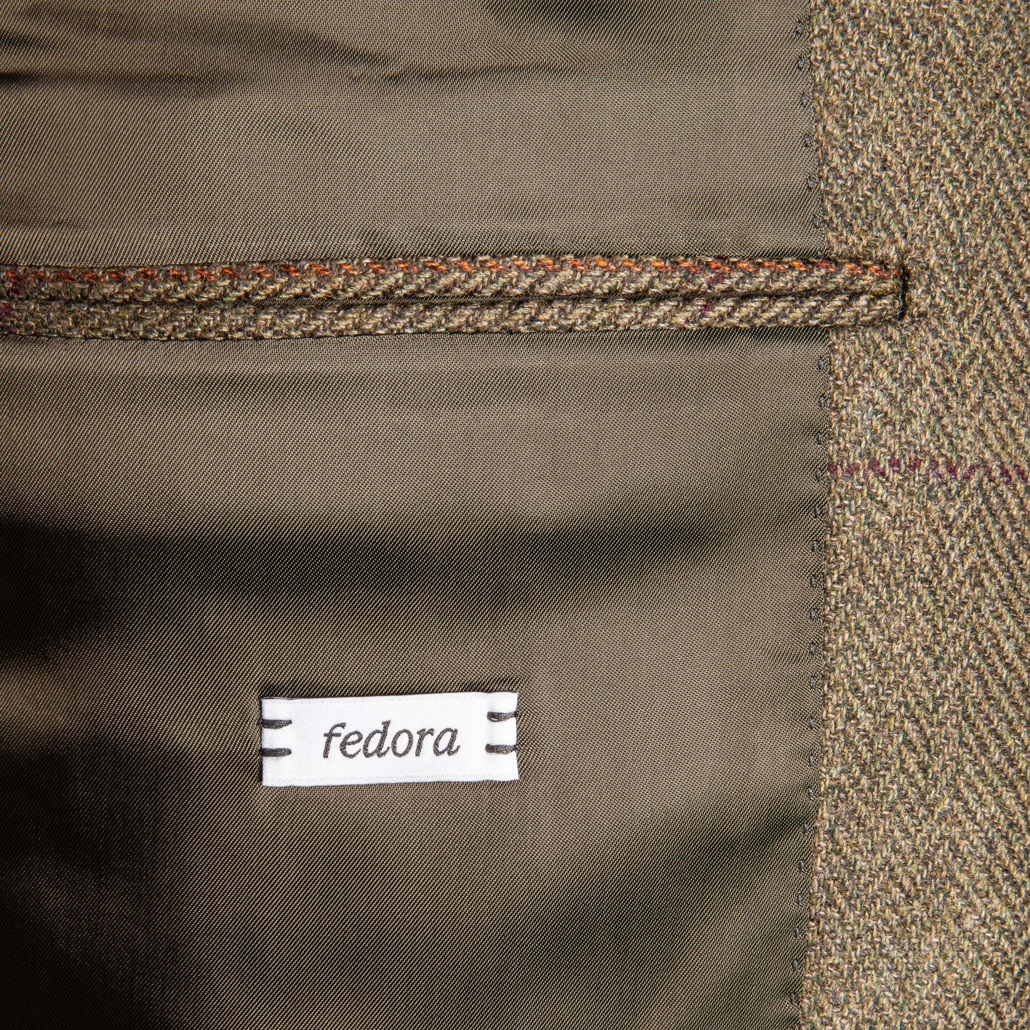 Caruso Fedora Jacket Italian Herringbone Tweed Oliva