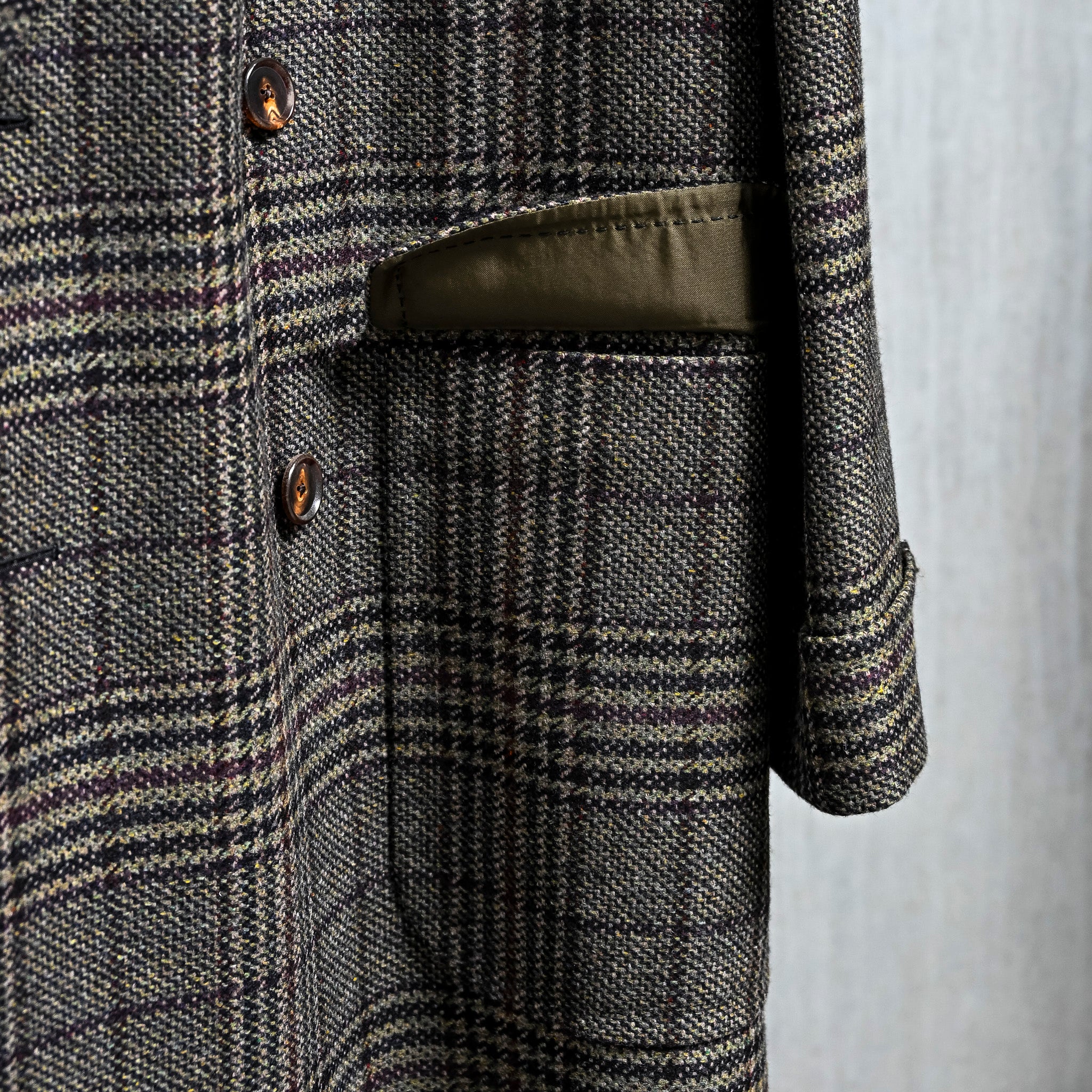 Caruso Rigoletto DB Overcoat Italian Tweed Verde Scuro