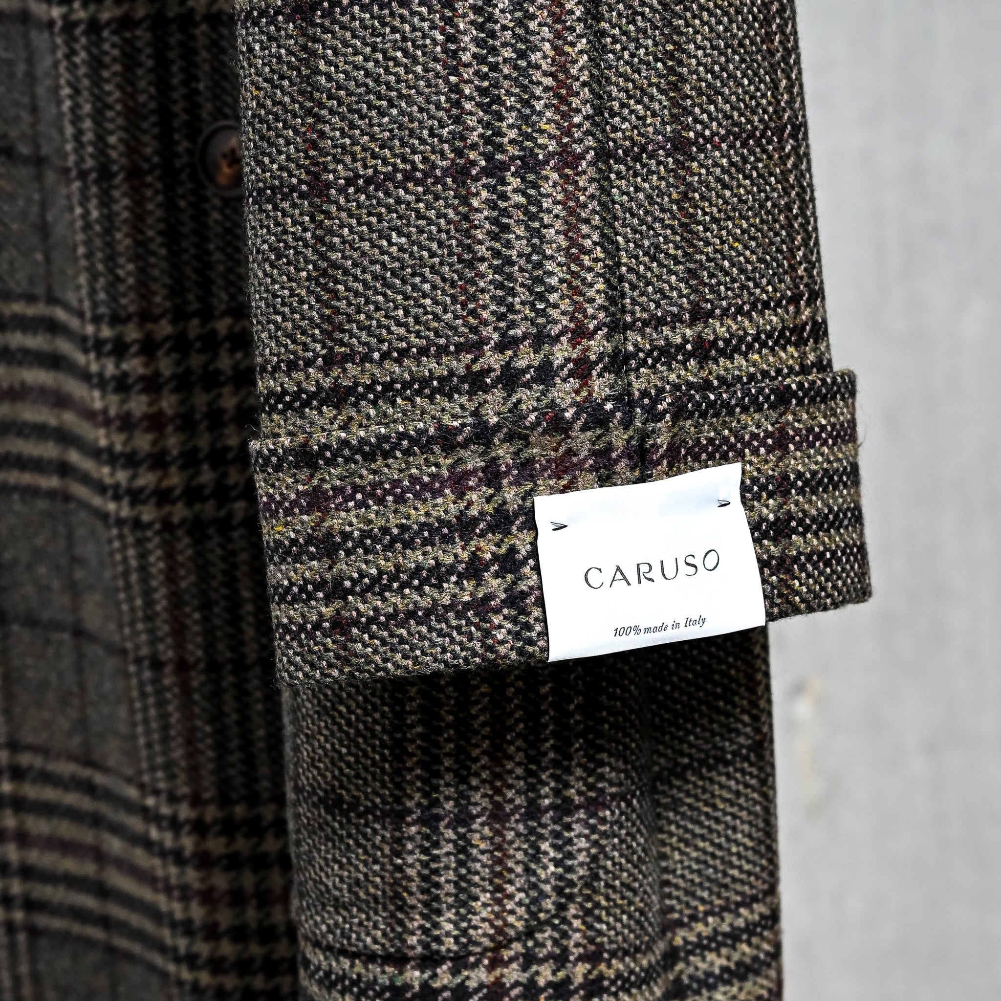 Caruso Rigoletto DB Overcoat Italian Tweed Verde Scuro