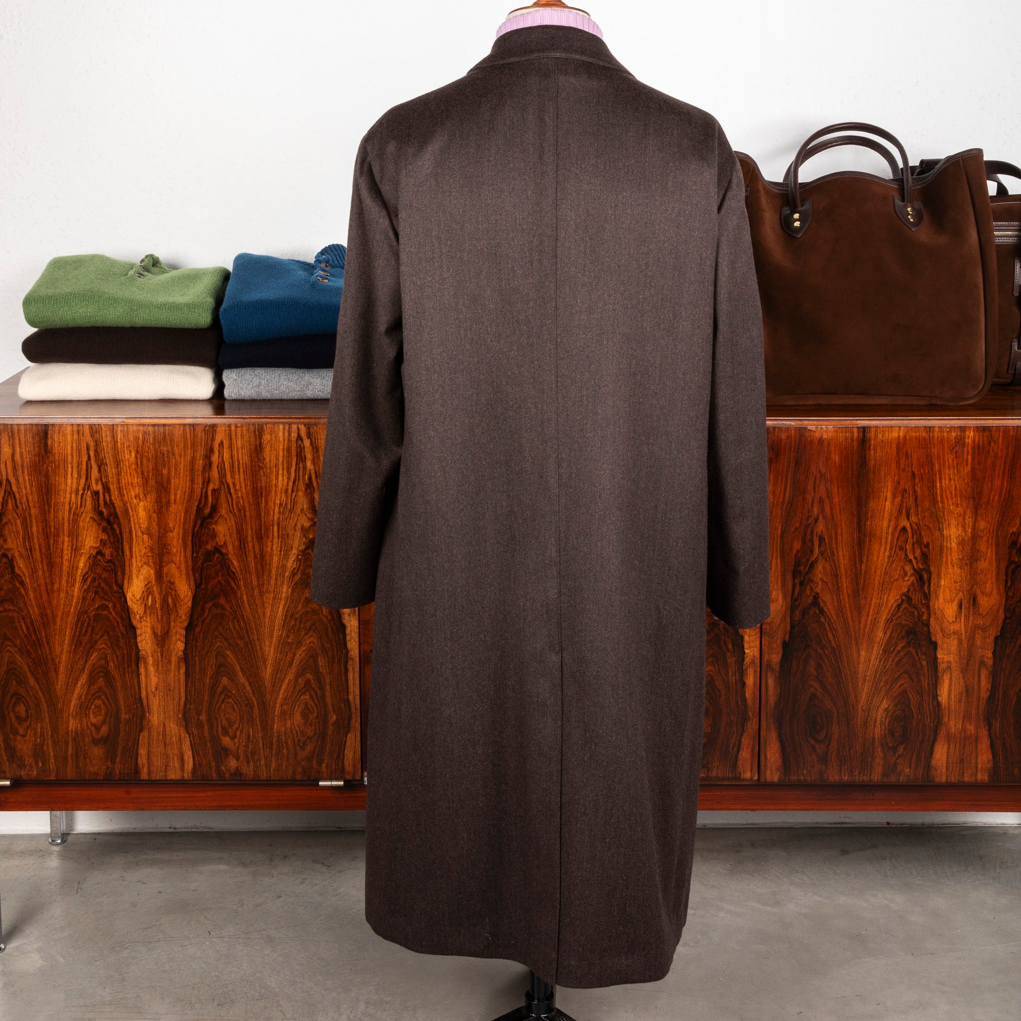 Cohérence Berto Double Breasted Coat Dolmany Satin Dark Brown