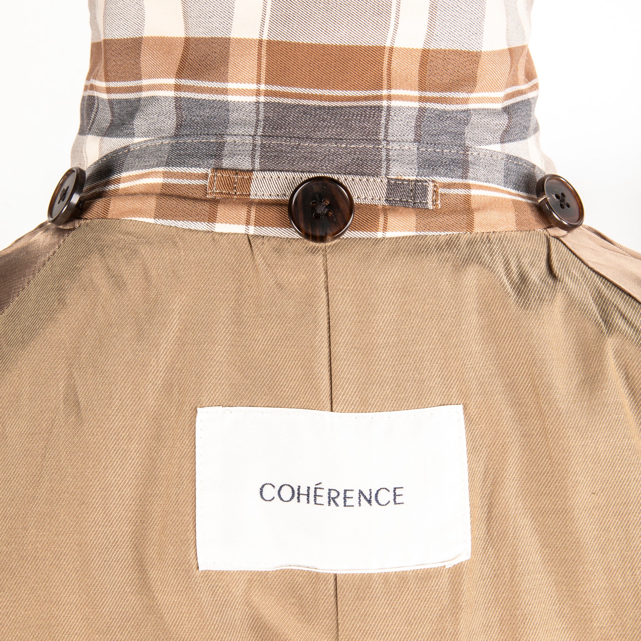 Cohérence Corb II Coat Gabardine Beige Check
