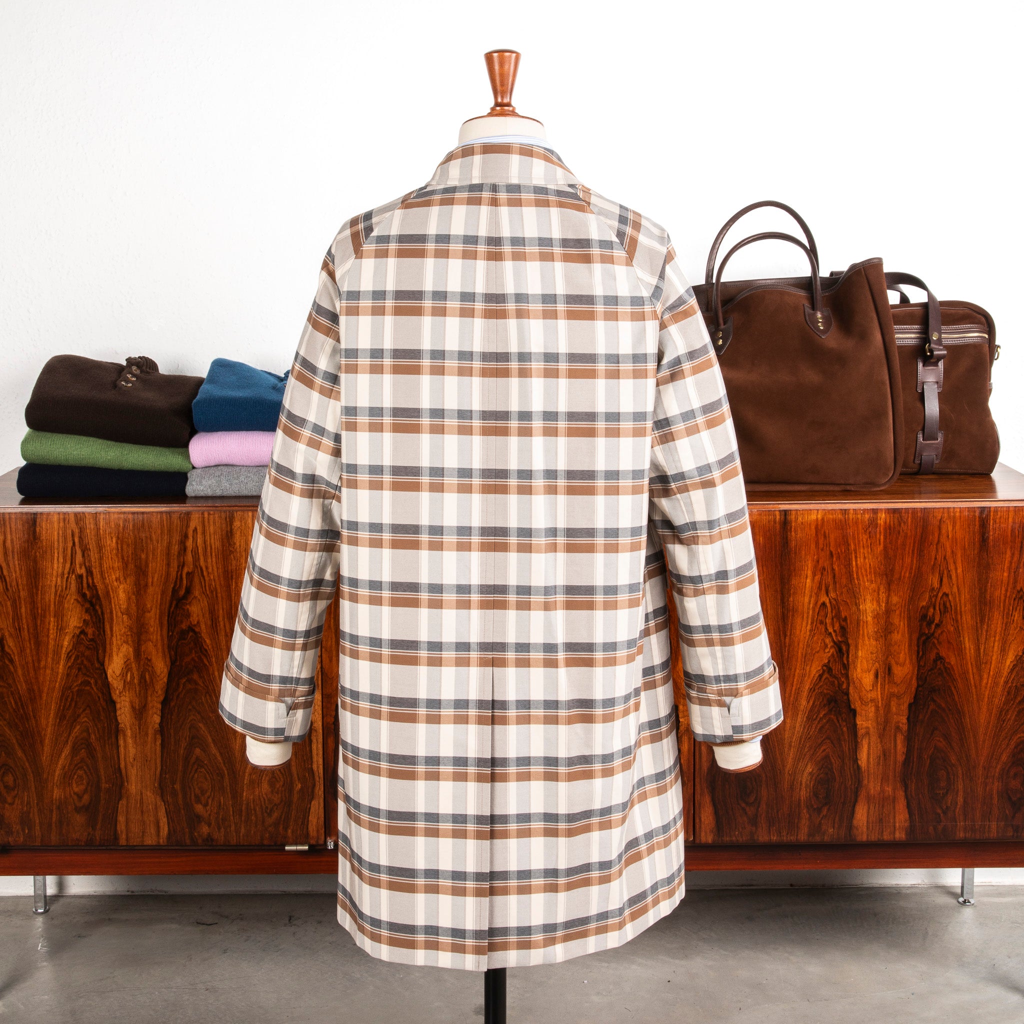 Cohérence Corb II Coat Gabardine Beige Check