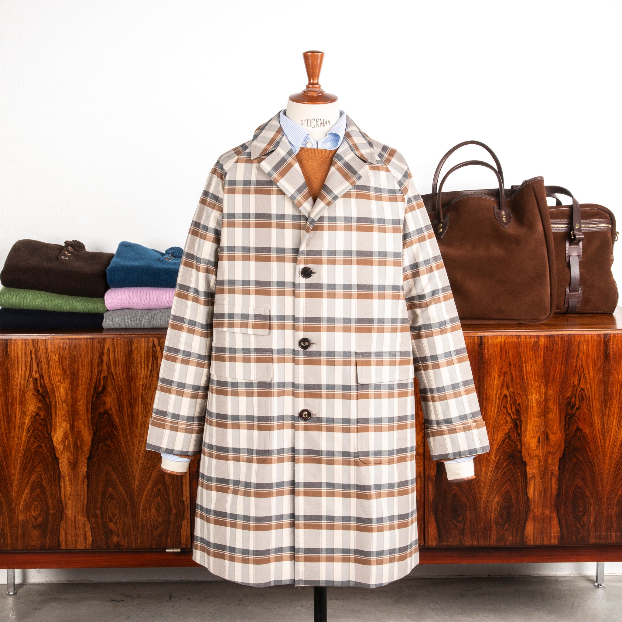ジャケット・アウター Ceherence Corb-II Brown check sizeM Cohérence Corb II Coat Gabardine Beige Check – Frans Boone Store