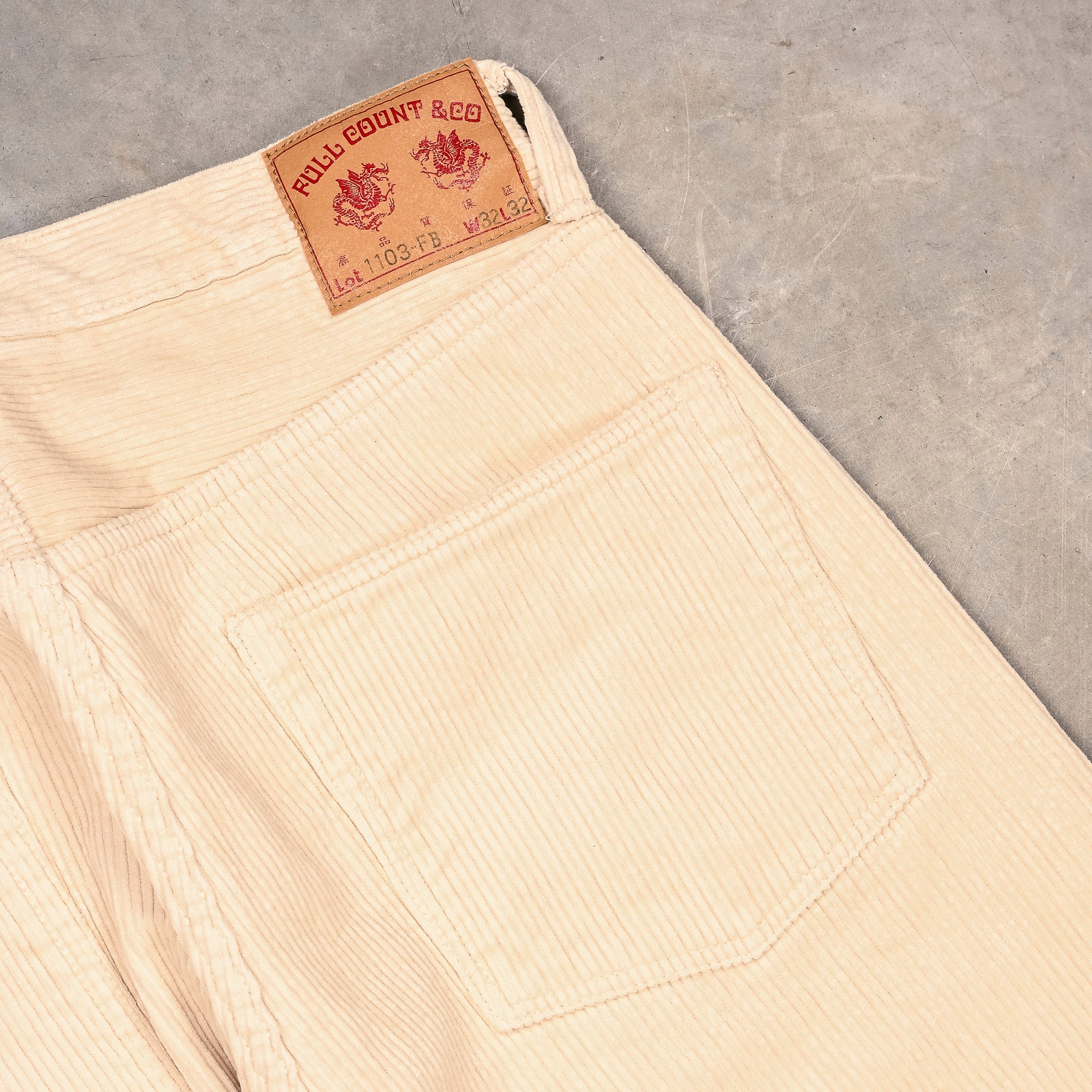 Fullcount x Frans Boone 1103 Clean Straight 8-Wale Corduroy Ivory