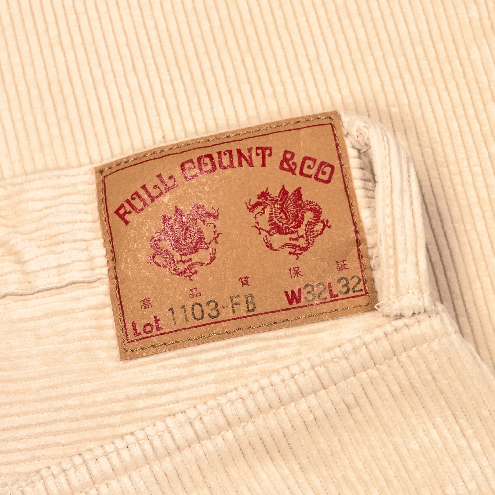 Fullcount x Frans Boone 1103 Clean Straight 8-Wale Corduroy Ivory