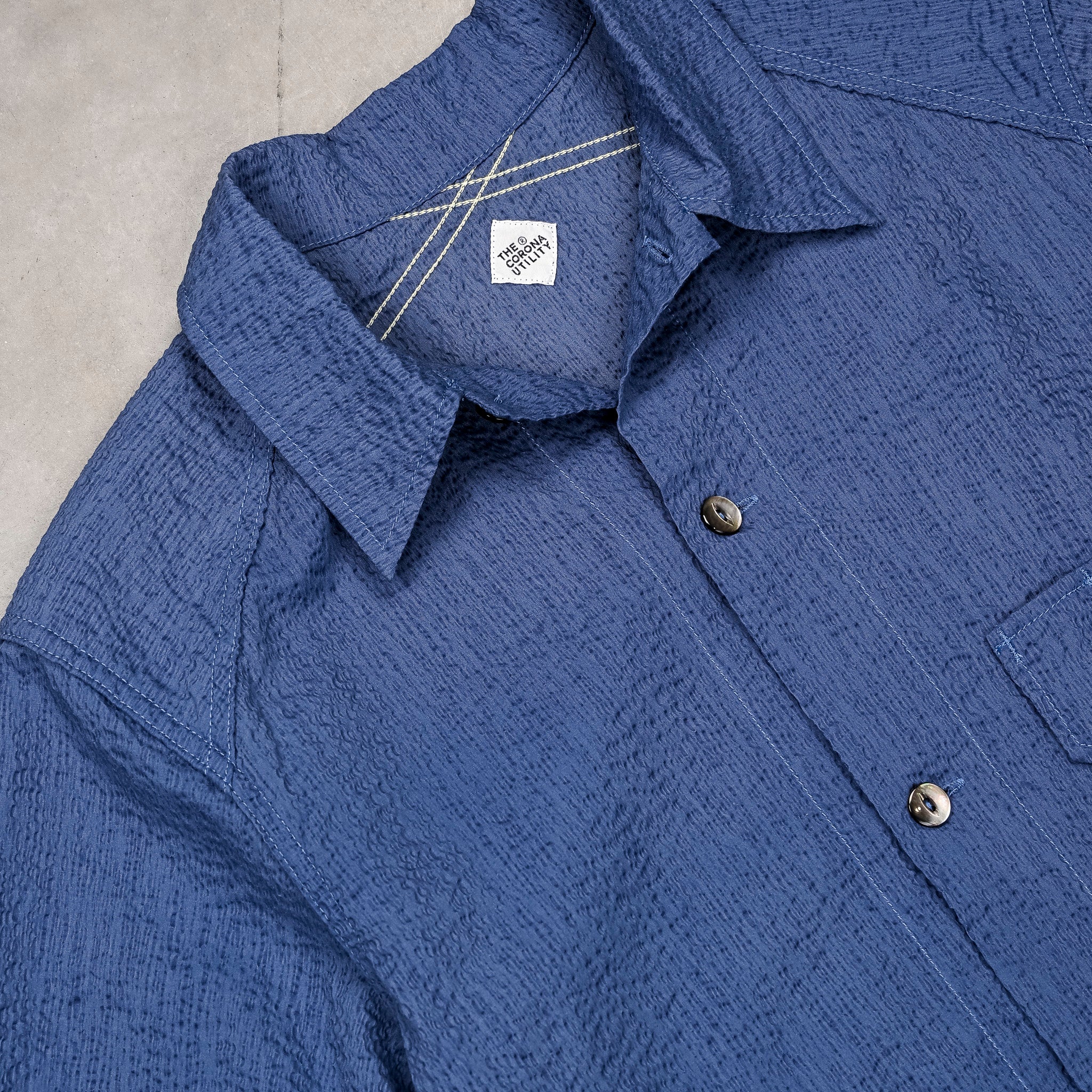 The Corona Utility Field Shirt S/S Seersucker Blue – Frans Boone Store