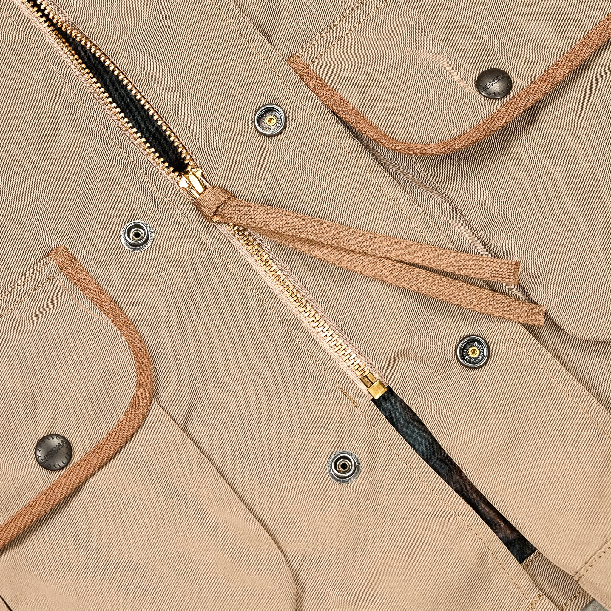 The Corona Utility CJ079 Gale Hunter Coat Beige High-Density Ester Gabardine Khaki