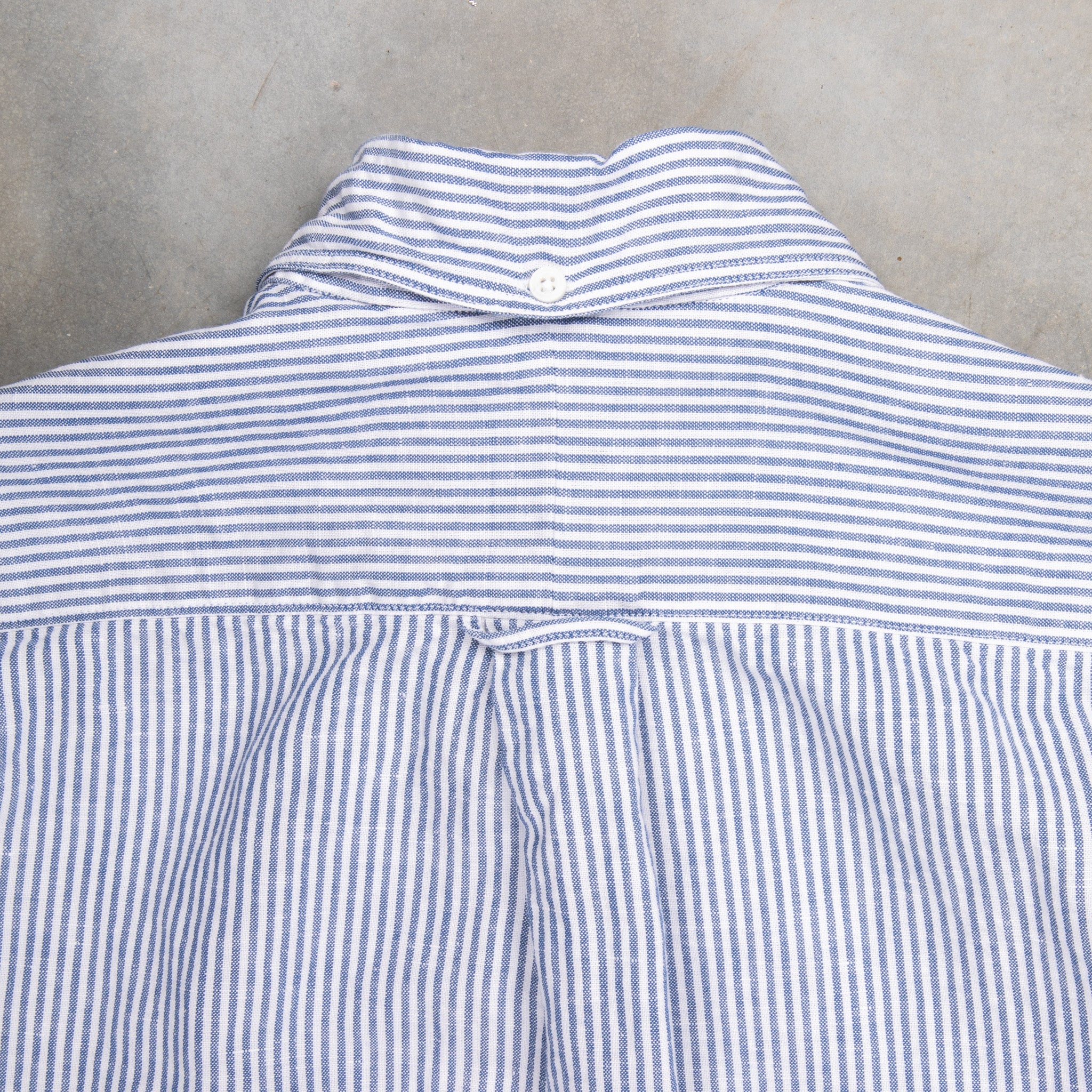 Gitman Vintage Shirt Cotton Linen Oxford Stripe Navy