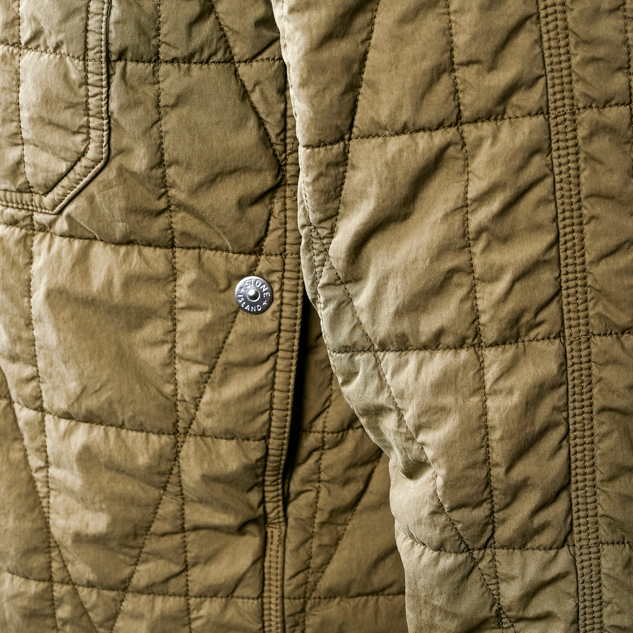 Stone Island Cotton Nylon Tela Quilted TC Jacket Militairy Green