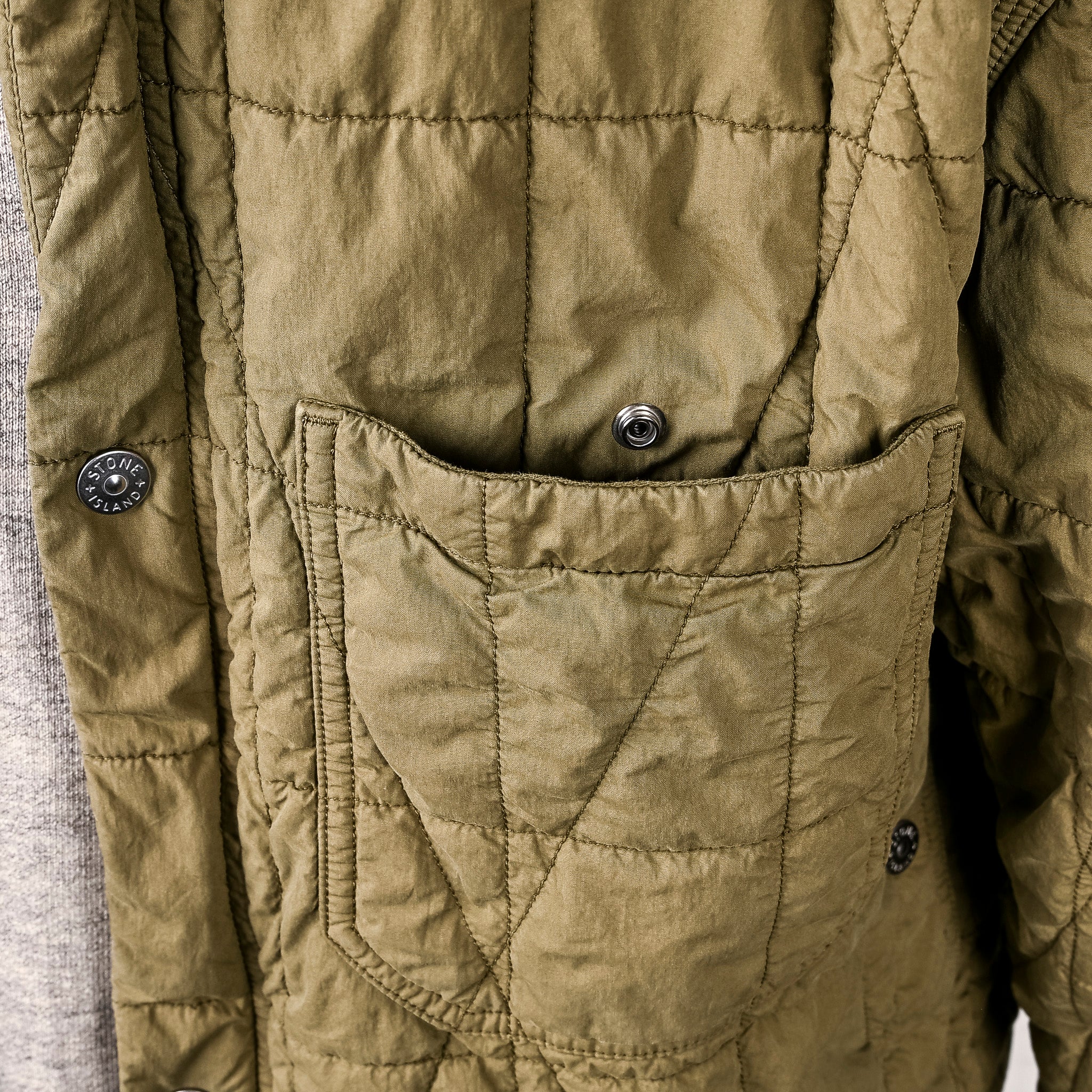 Stone Island Cotton Nylon Tela Quilted TC Jacket Militairy Green