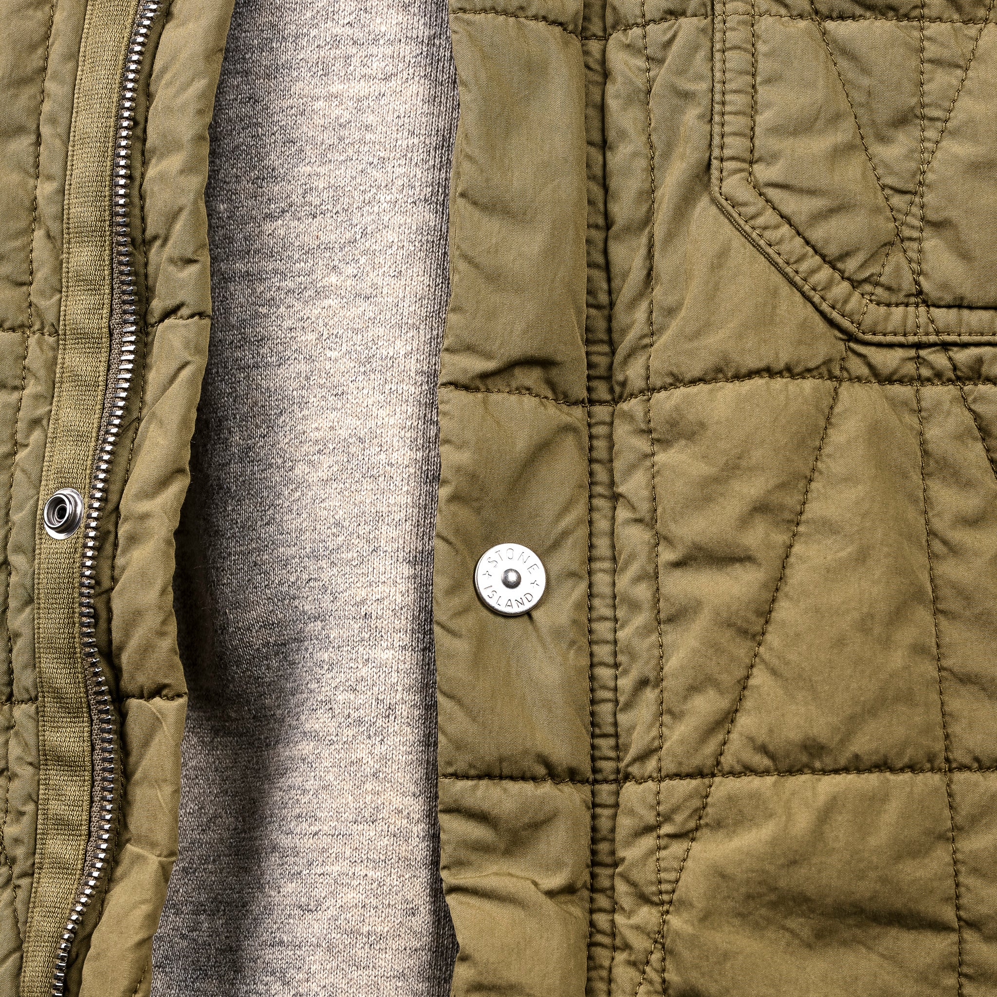 Stone Island Cotton Nylon Tela Quilted TC Jacket Militairy Green