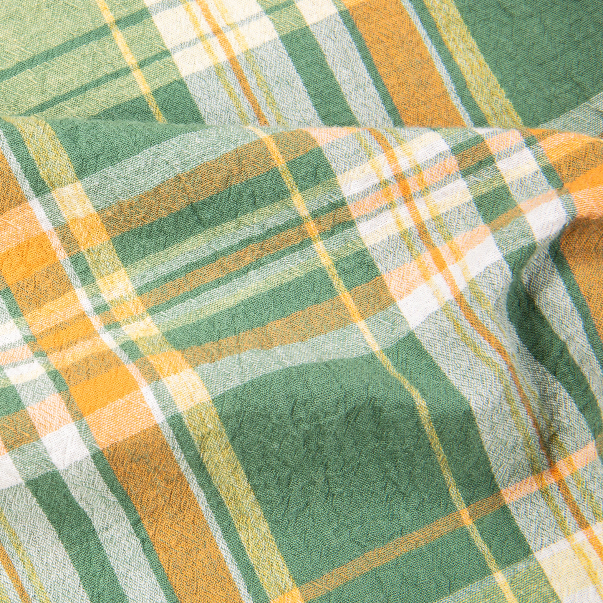 Gitman Vintage x Frans Boone Cotton Linen Crepe Check Kelly Green