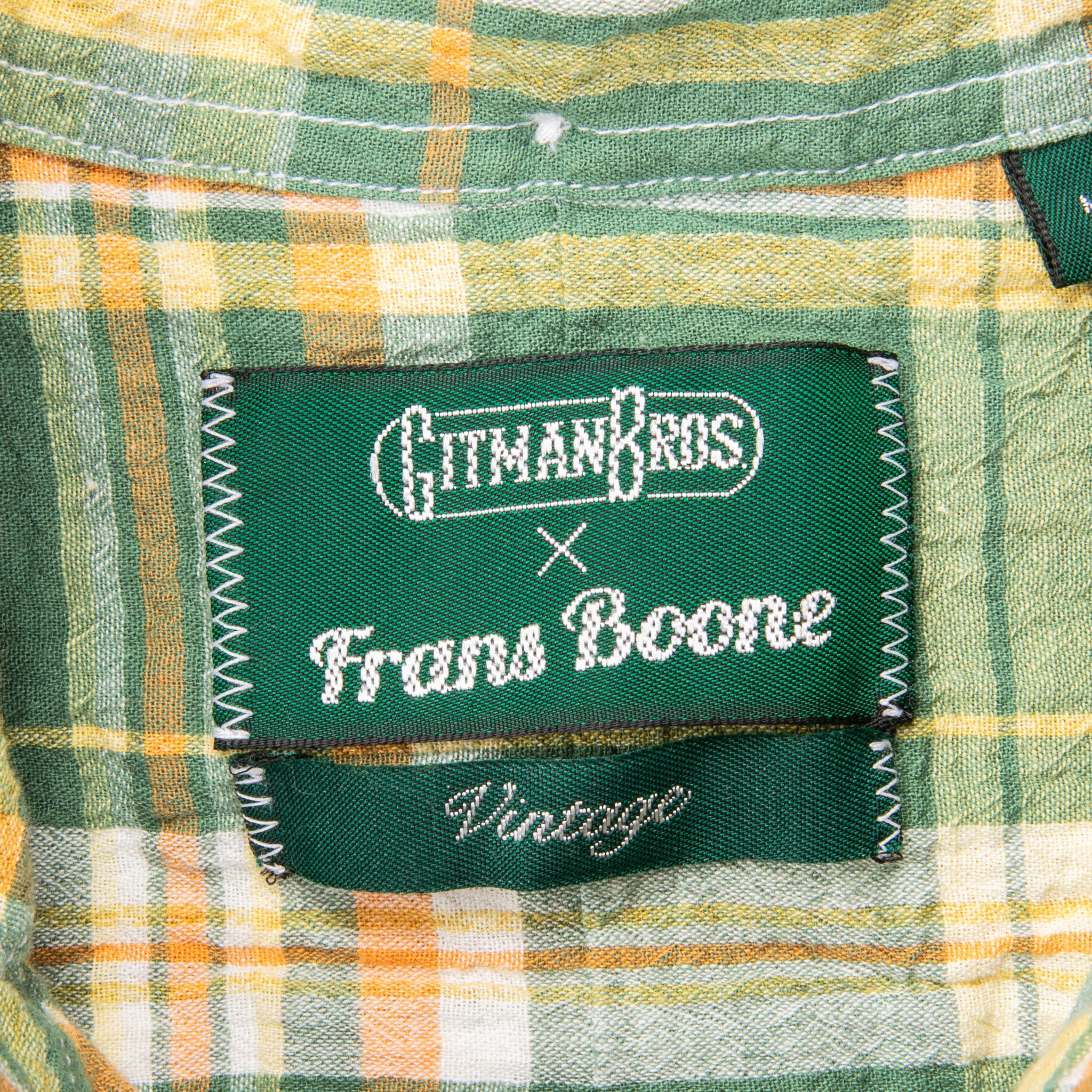 Gitman Vintage x Frans Boone Cotton Linen Crepe Check Kelly Green