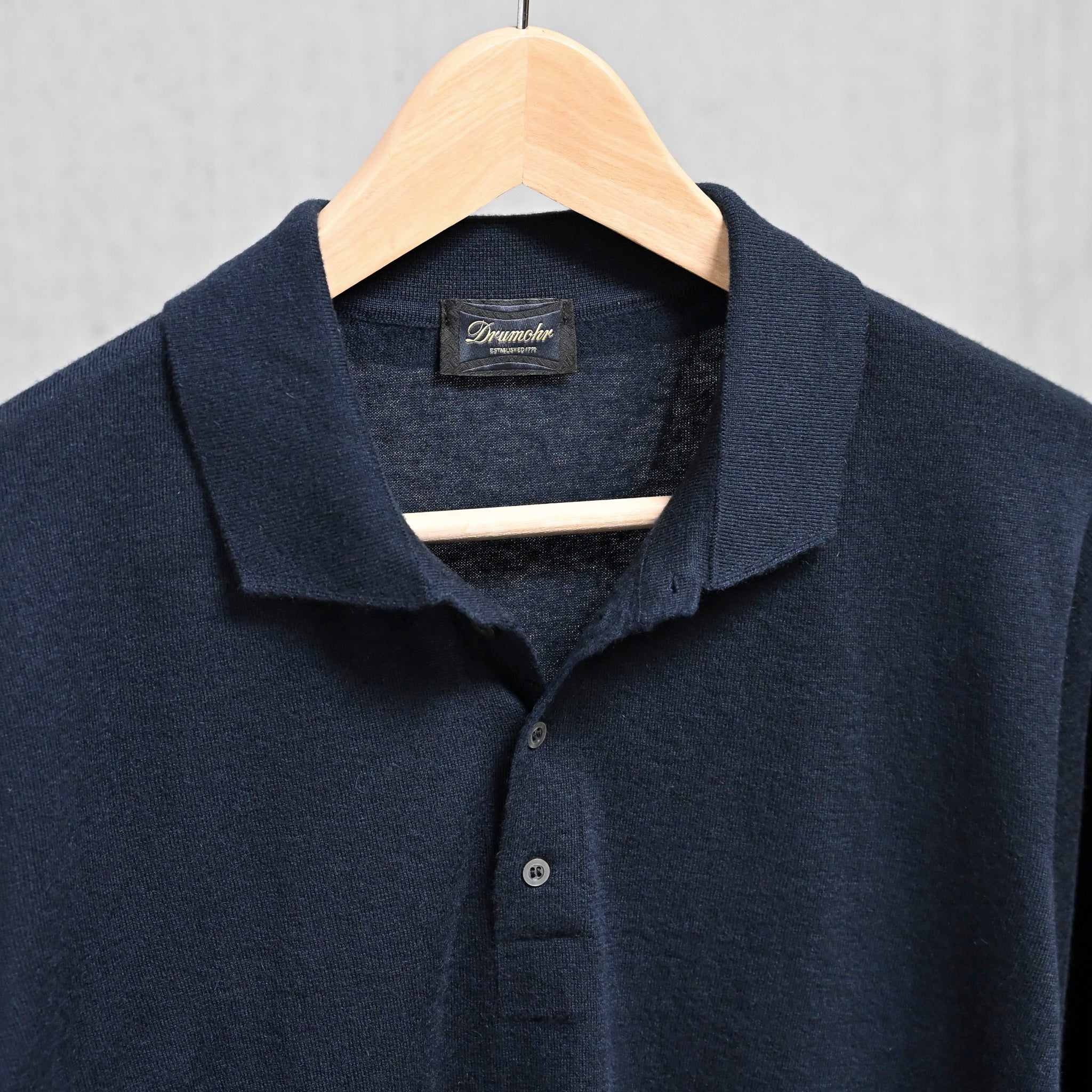 Drumohr Luxury 30G Cashmere Polo Blu Notte
