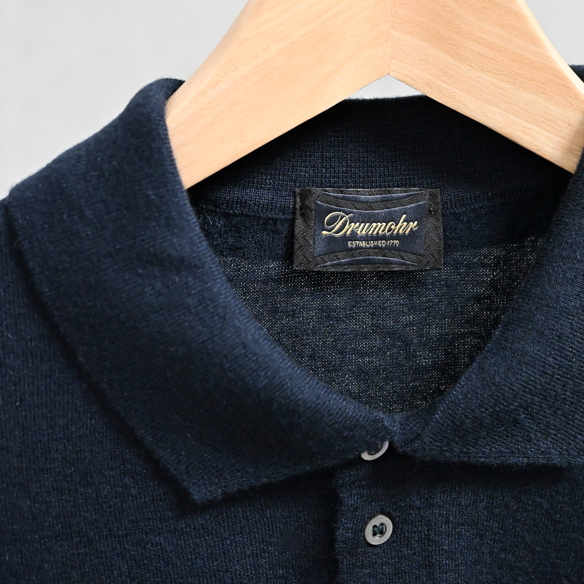 Drumohr Luxury 30G Cashmere Polo Blu Notte