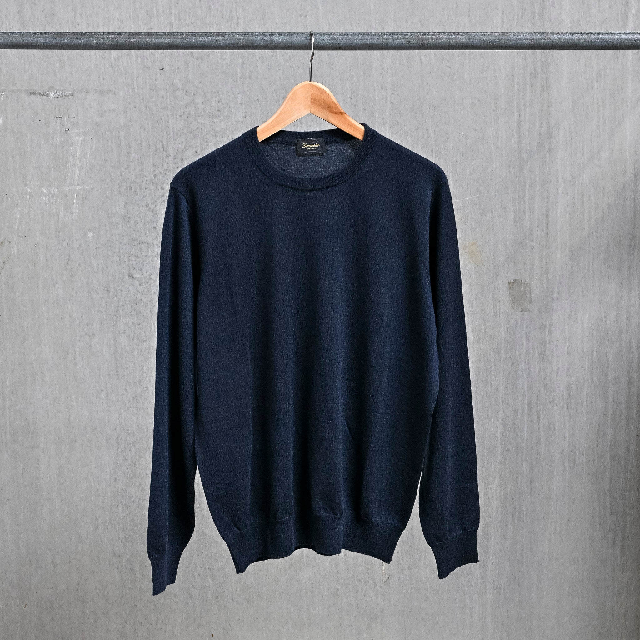 Drumohr Luxury 30G Cashmere Crew Neck Blu Notte