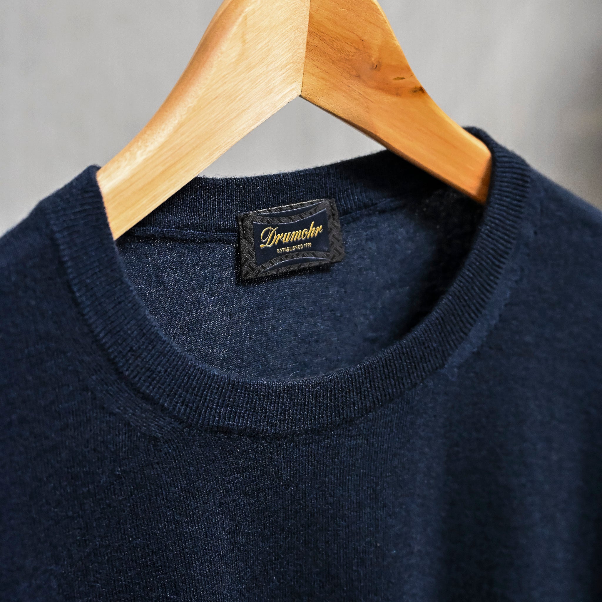 Drumohr Luxury 30G Cashmere Crew Neck Blu Notte