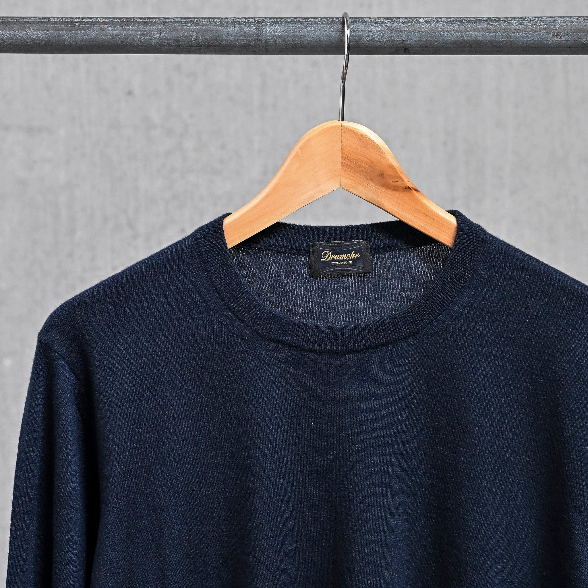 Drumohr Luxury 30G Cashmere Crew Neck Blu Notte