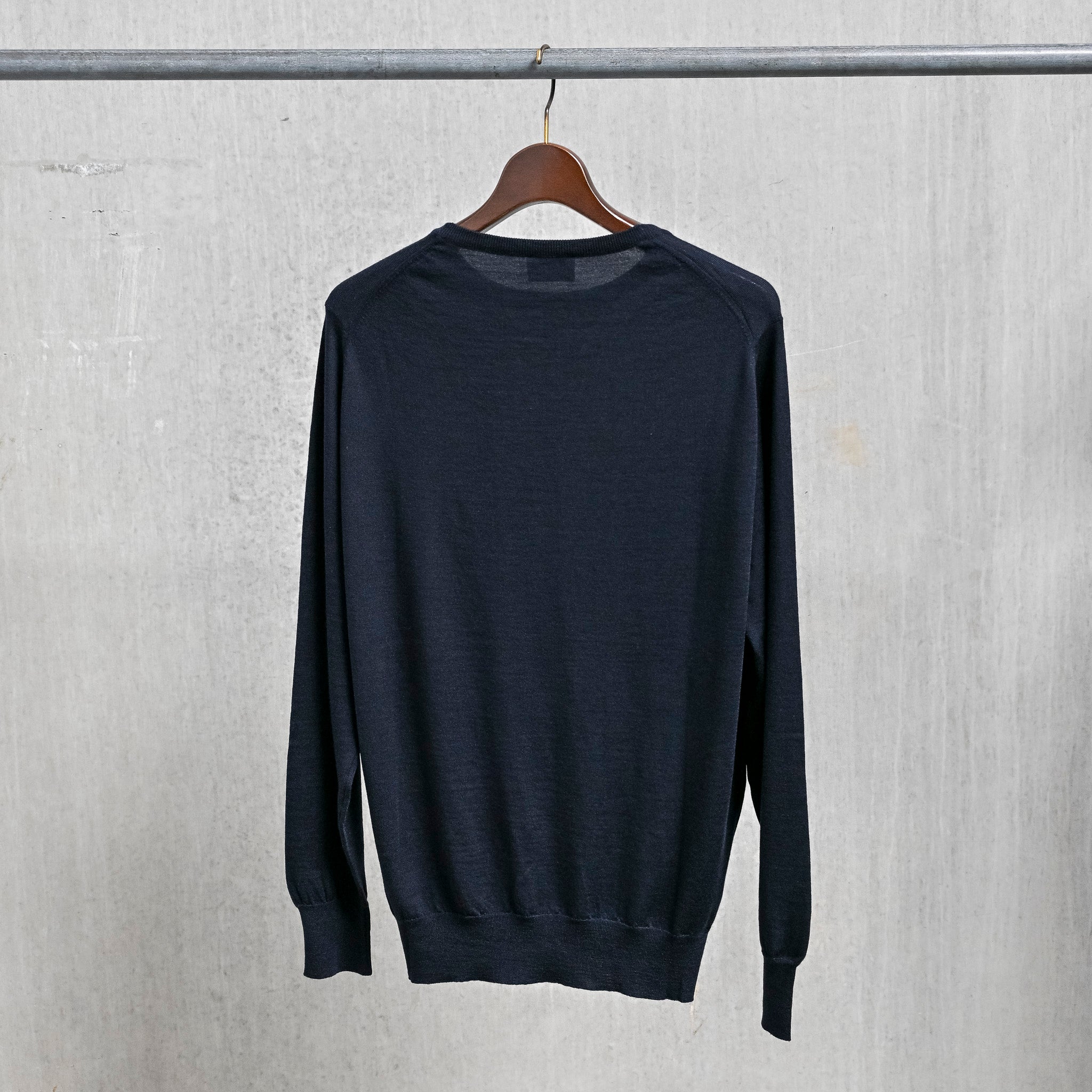 William Lockie x Frans Boone 30G Loro Piana 170's Wish Crew Neck Nero Navy