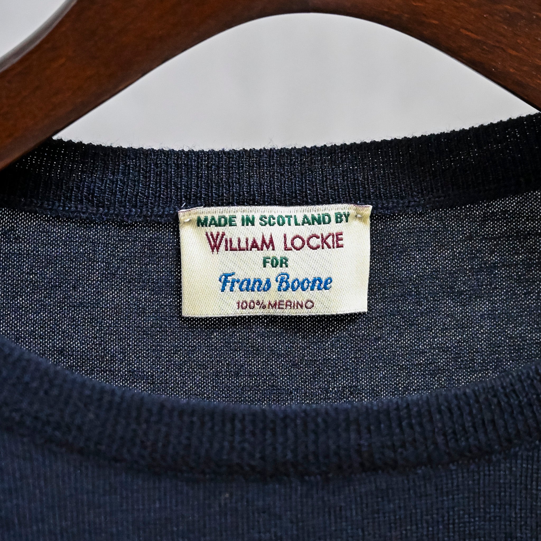 William Lockie x Frans Boone 30G Loro Piana 170's Wish Crew Neck Nero Navy