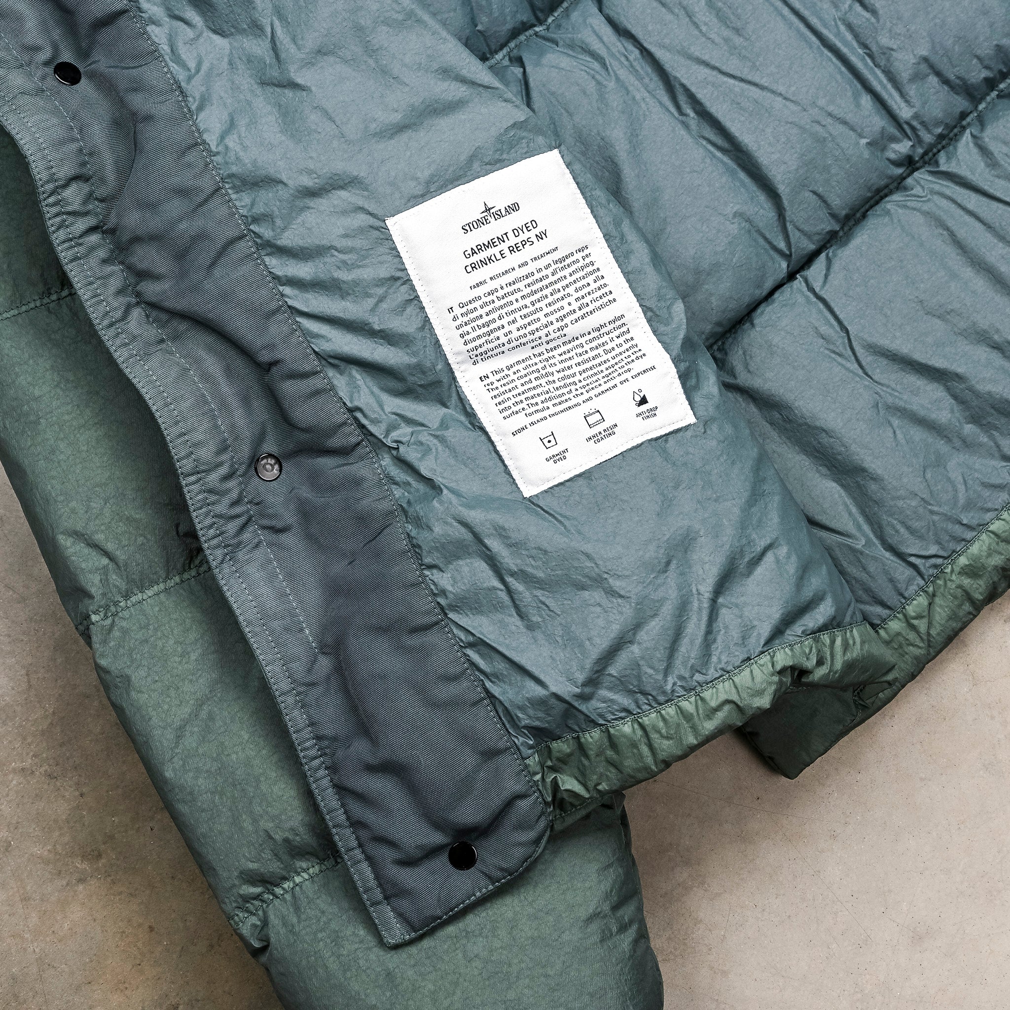 Stone Island Crinkle Reps NY Down Jacket Ocean Green