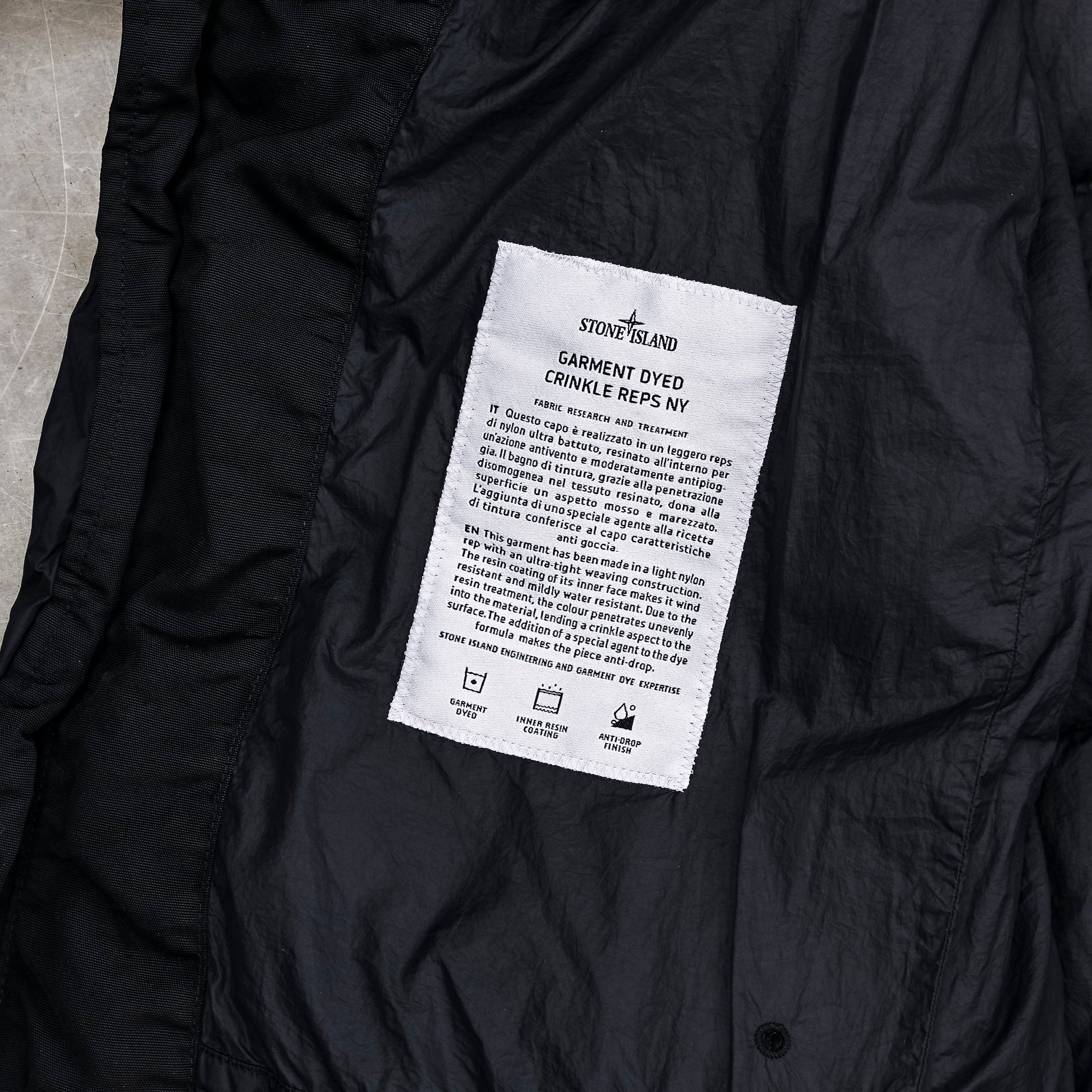 Stone Island Crinkle Reps NY Hooded Down Jacket Navy Blue