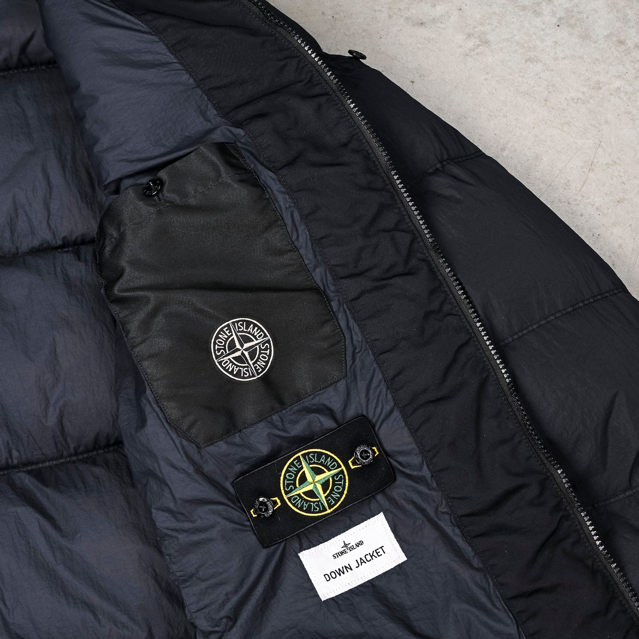 Stone Island Crinkle Reps NY Hooded Down Jacket Navy Blue