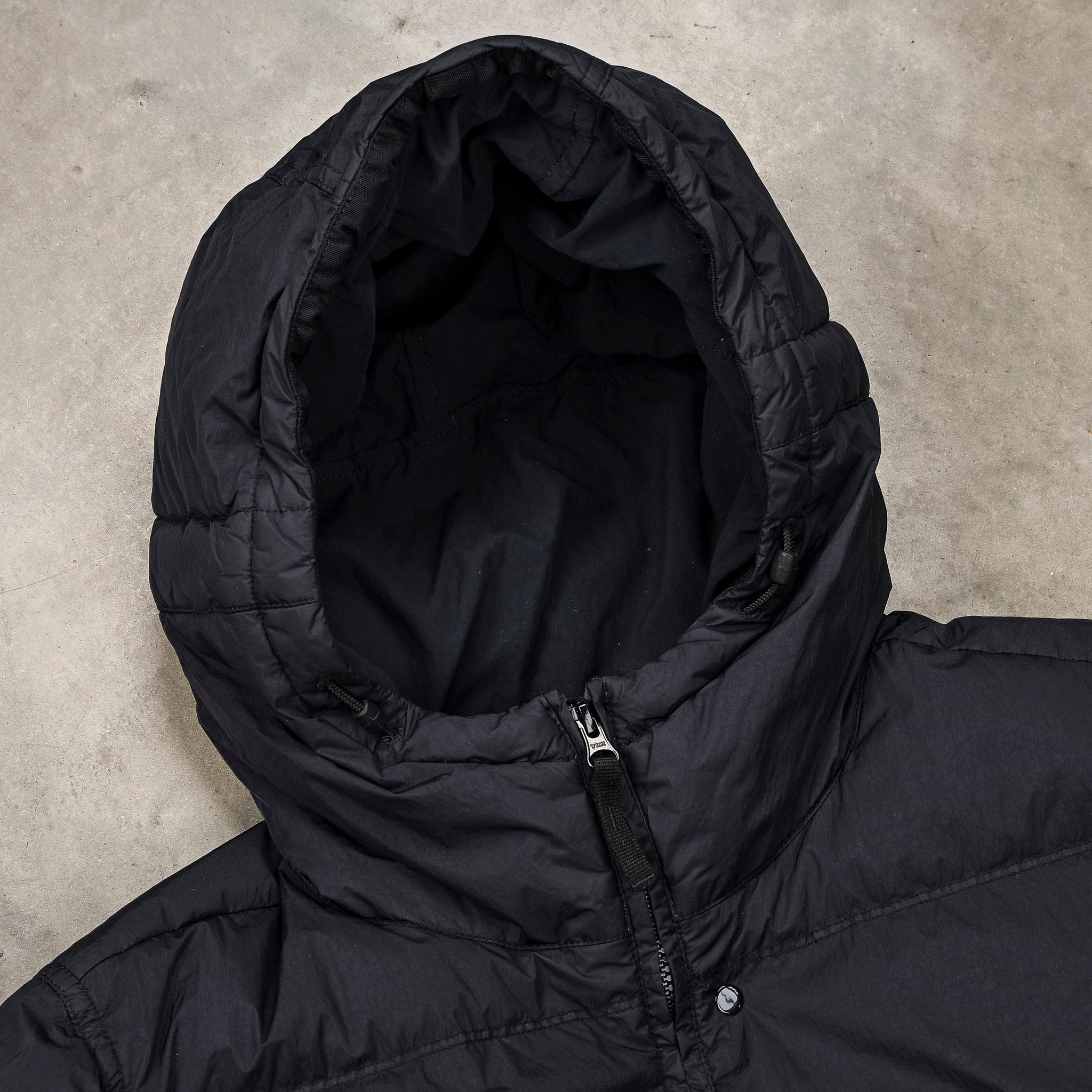 Stone Island Crinkle Reps NY Hooded Down Jacket Navy Blue