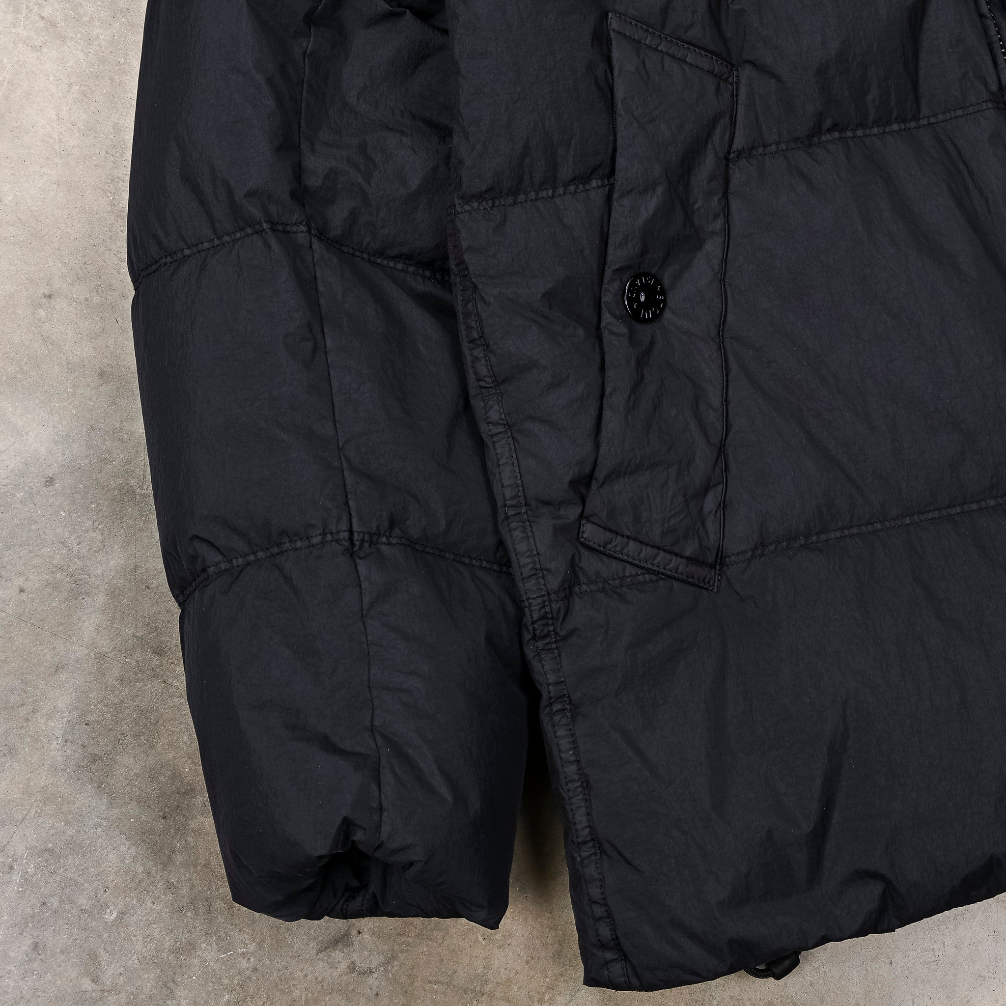 Stone Island Crinkle Reps NY Hooded Down Jacket Navy Blue