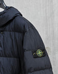 Stone Island Crinkle Reps NY Hooded Down Jacket Navy Blue
