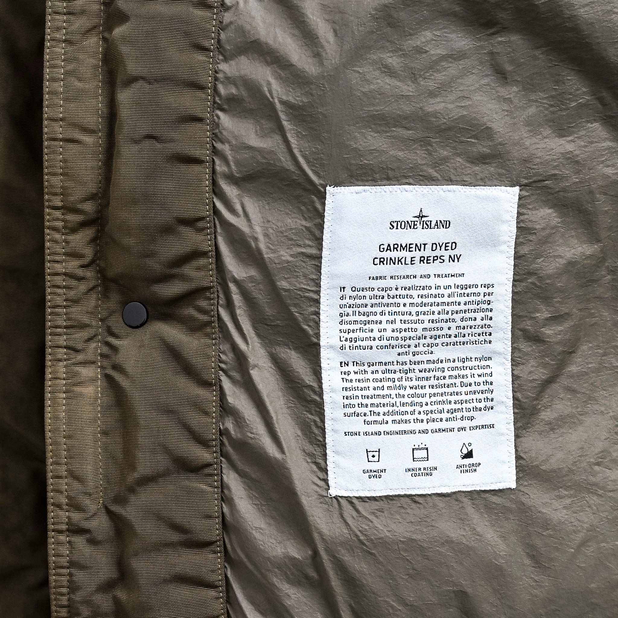 Stone Island Crinkle Reps NY Down Jacket Military Green