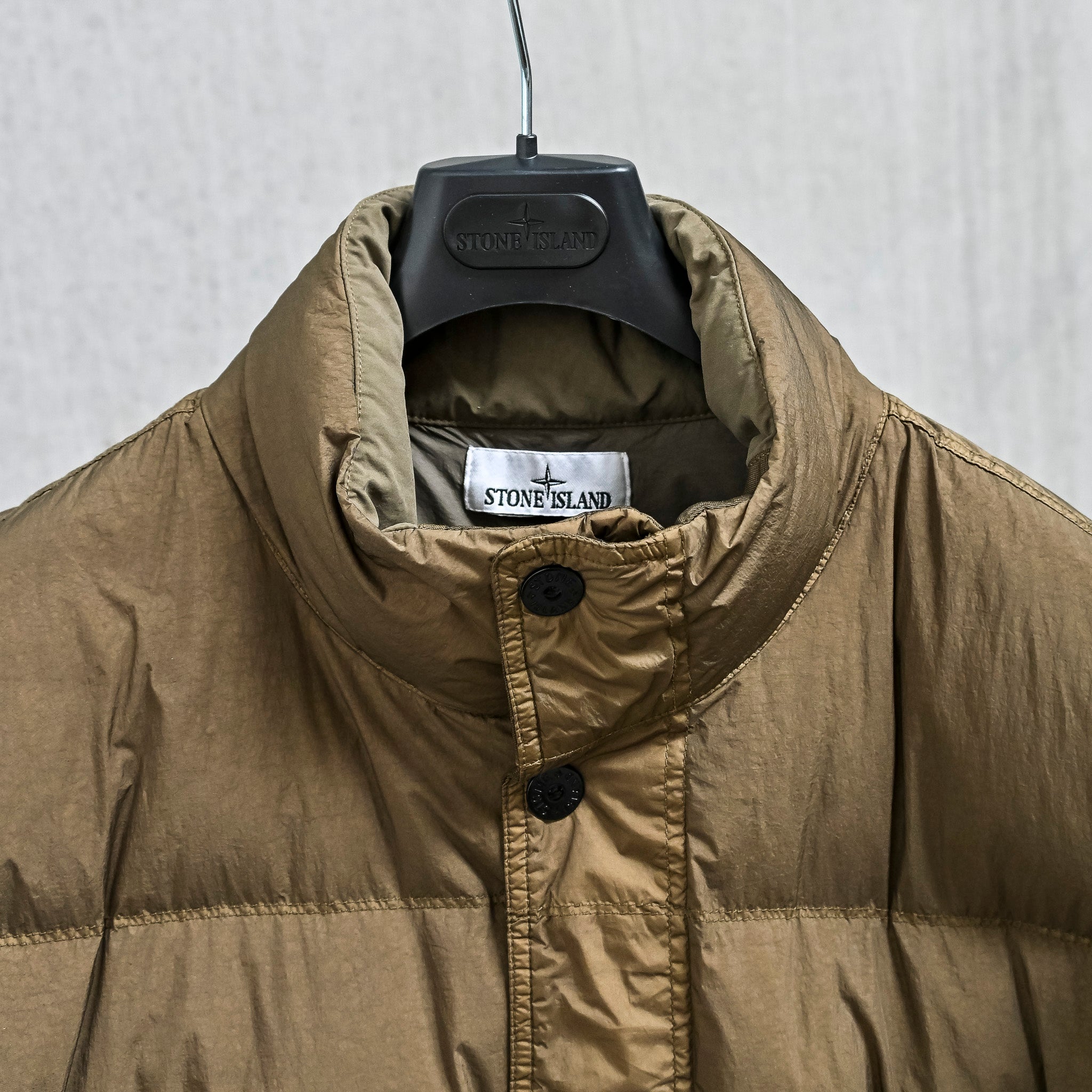 Stone Island Crinkle Reps NY Down Jacket Military Green