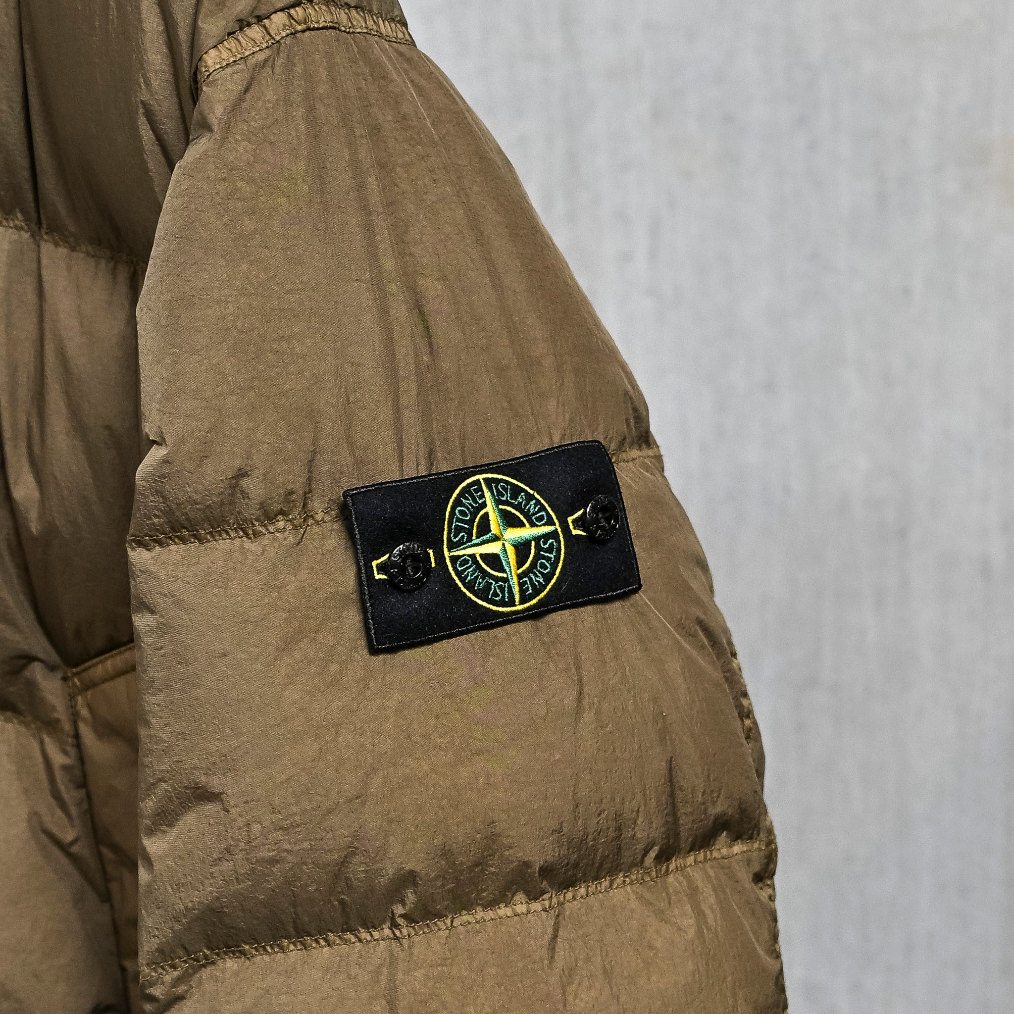 Stone Island Crinkle Reps NY Down Jacket Military Green