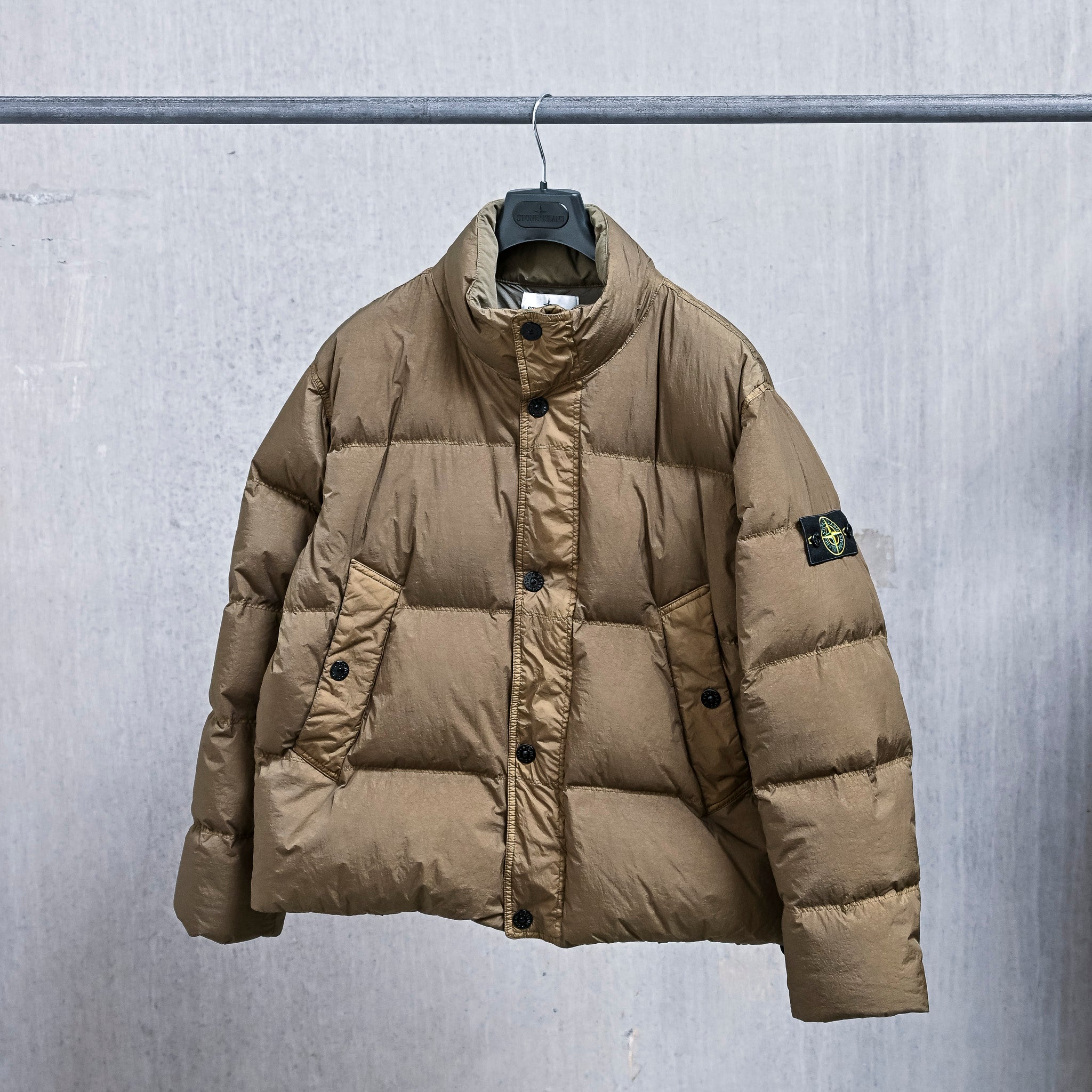 Stone Island Crinkle Reps NY Down Jacket Military Green